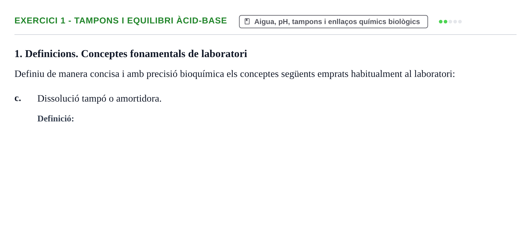 Enunciado: 1 - Tampons i equilibri àcid-base