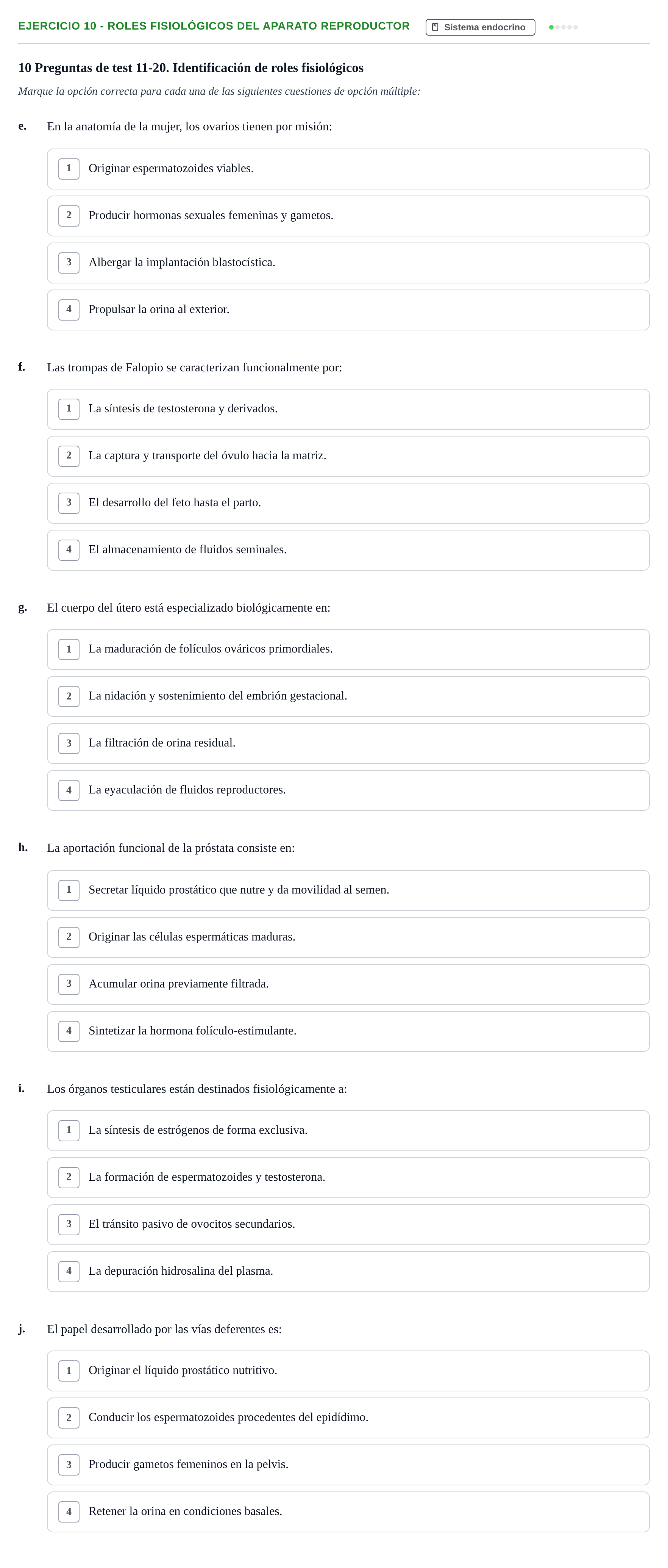 Enunciado: 10 - Roles fisiológicos del aparato reproductor