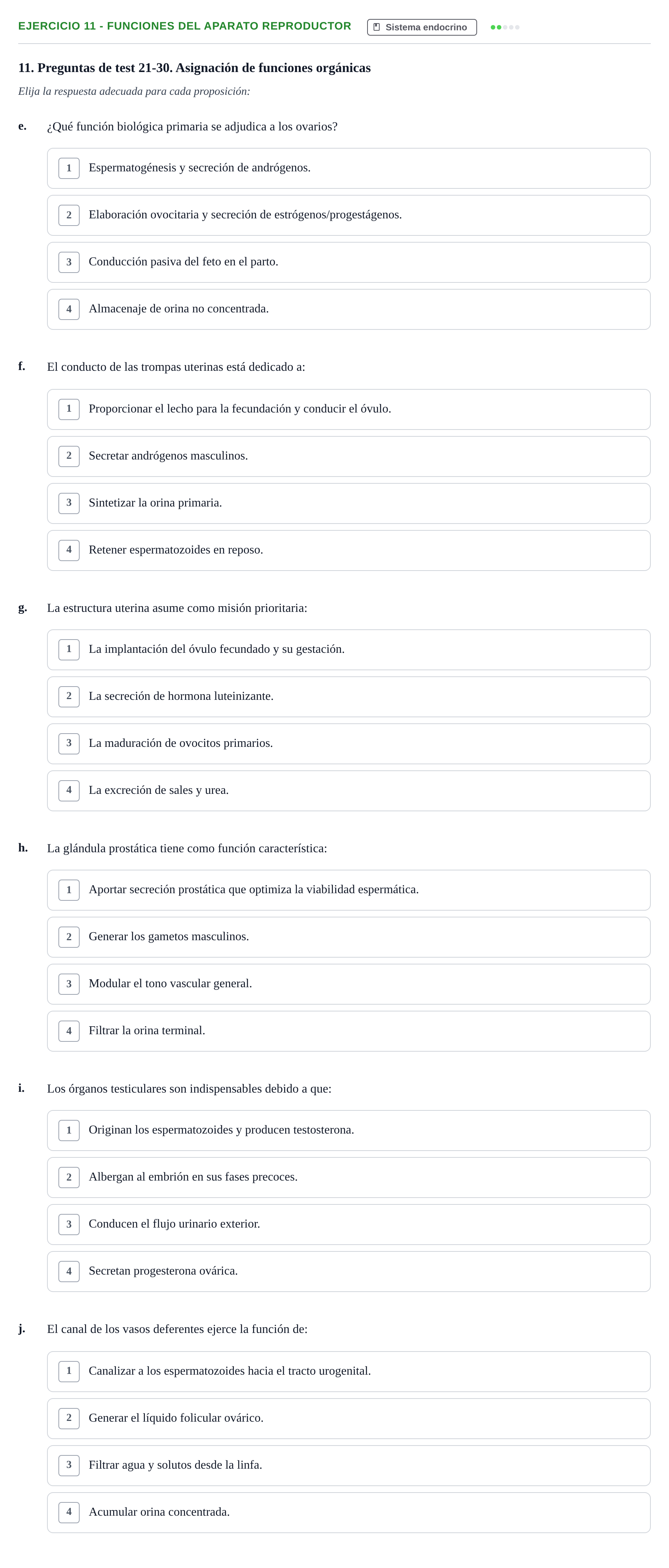 Enunciado: 11 - Funciones del aparato reproductor