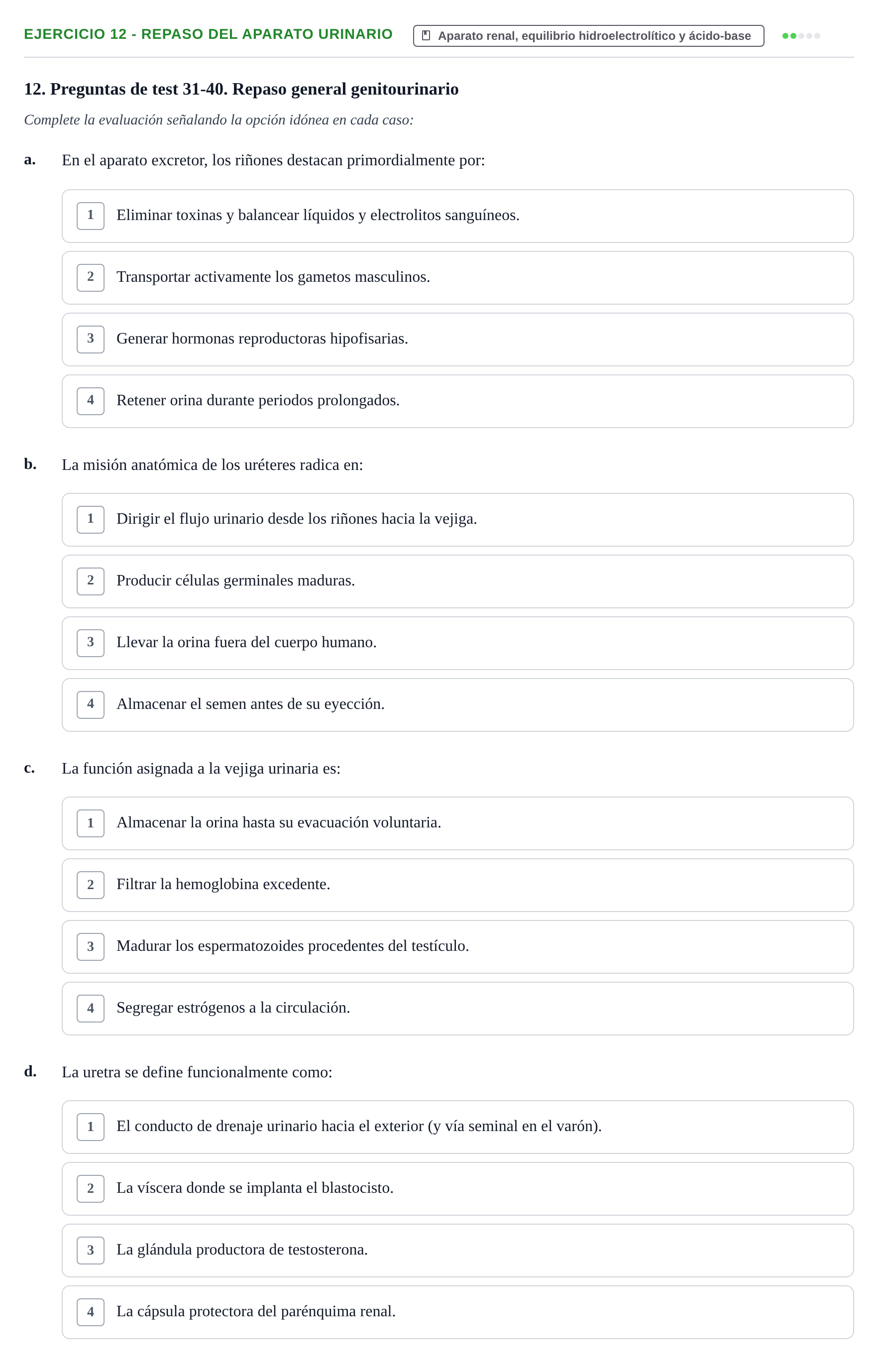 Enunciado: 12 - Repaso del aparato urinario