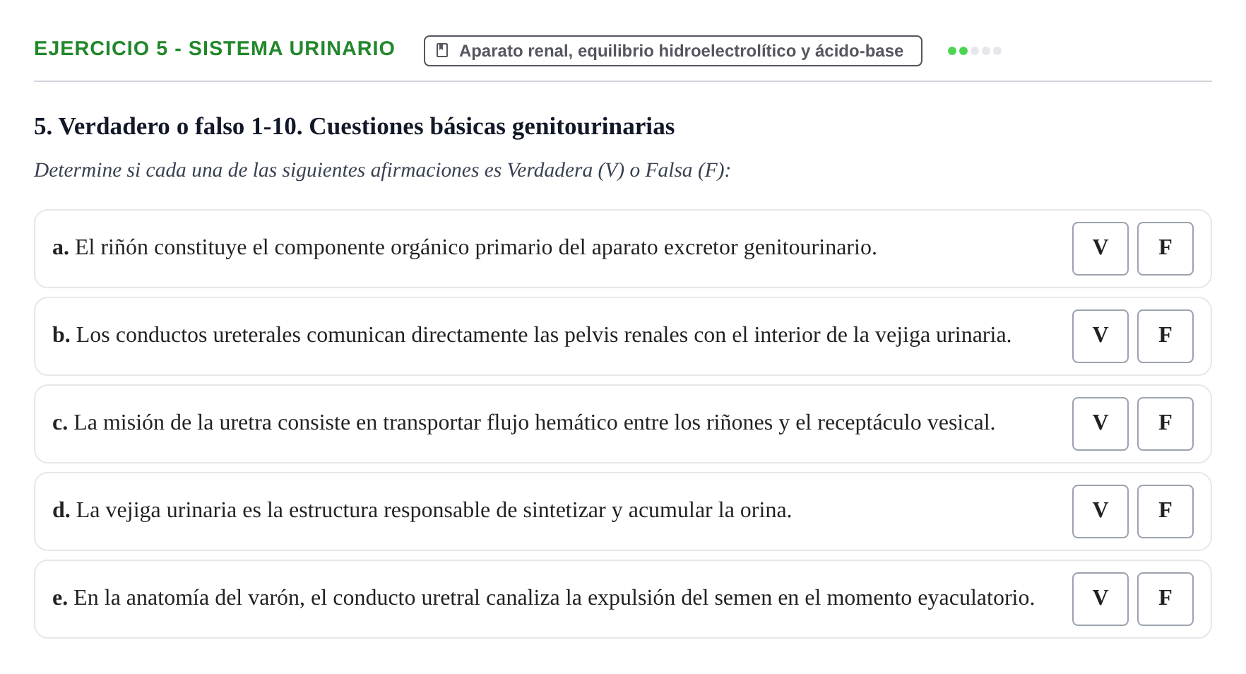 Enunciado: 5 - Sistema urinario