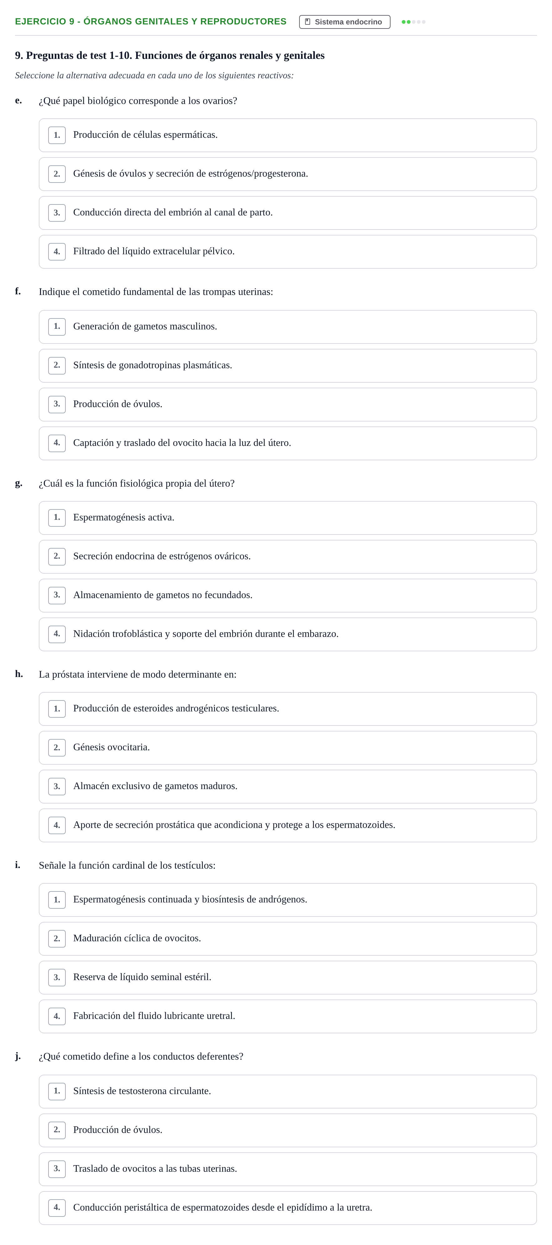 Enunciado: 9 - Órganos genitales y reproductores