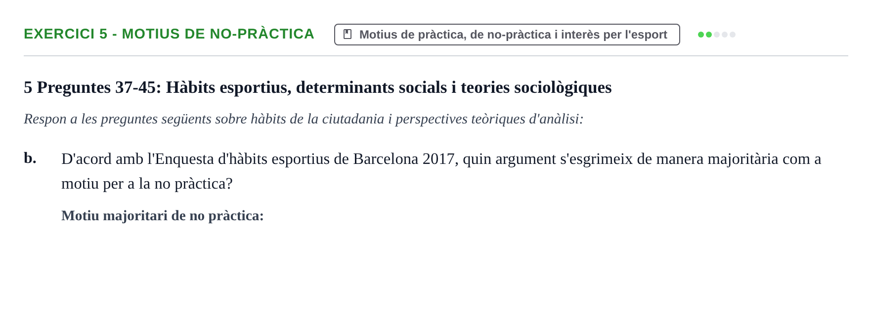 Enunciado: 5 - Motius de no-pràctica