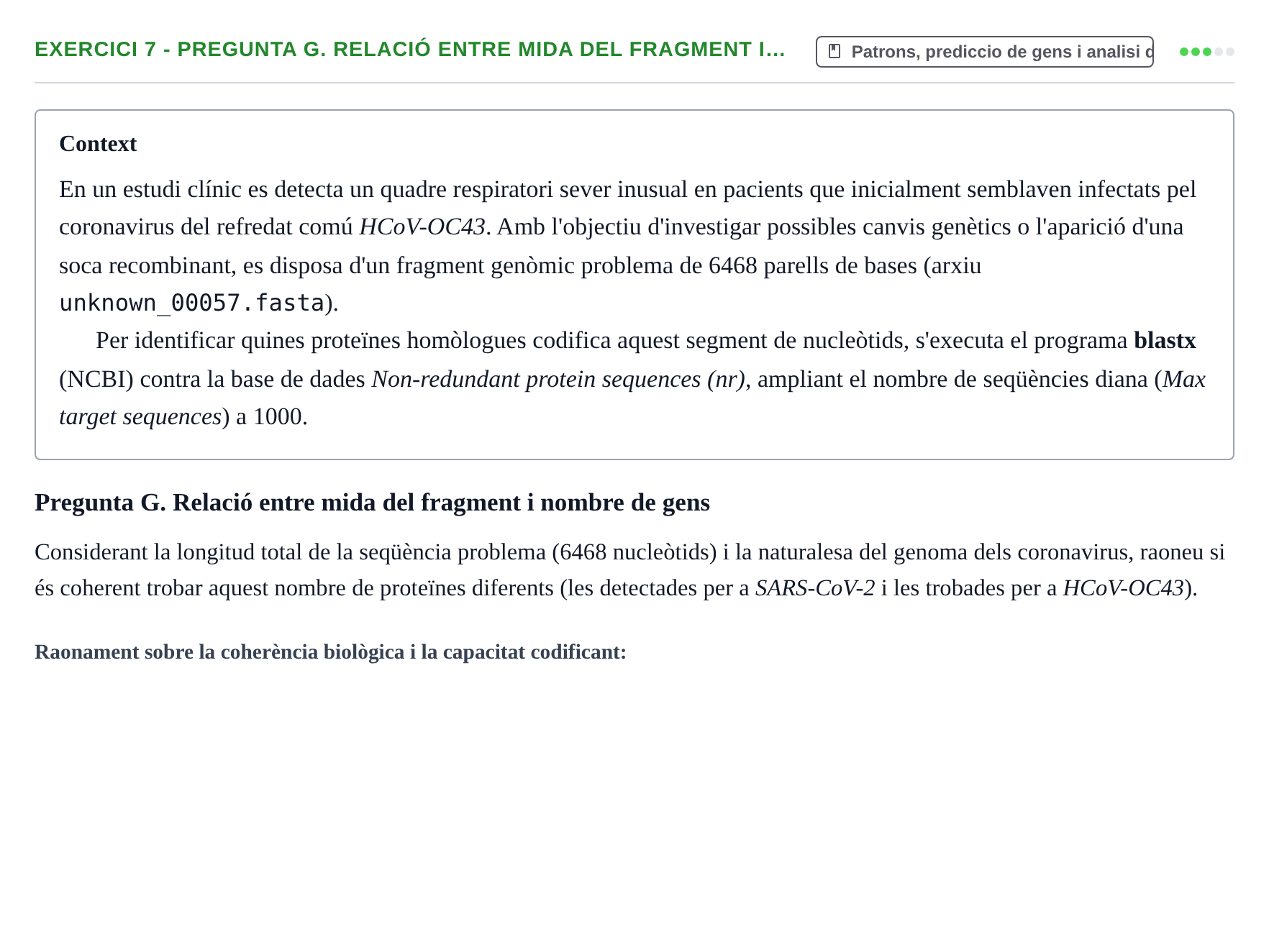 Enunciado: 7 - Pregunta G. Relació entre mida del fragment i…