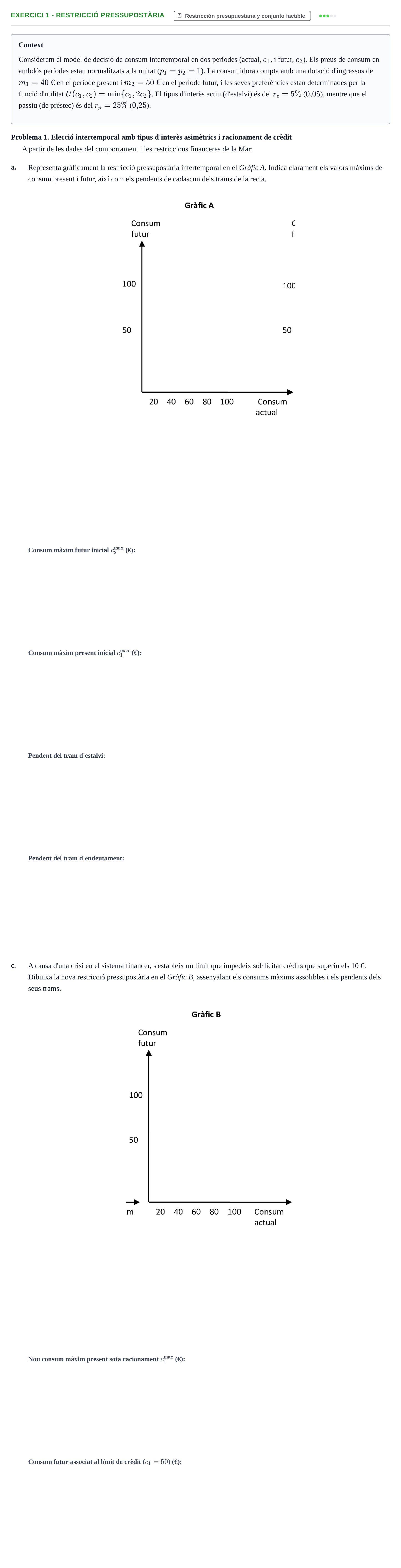 Enunciado: 1 - Restricció pressupostària