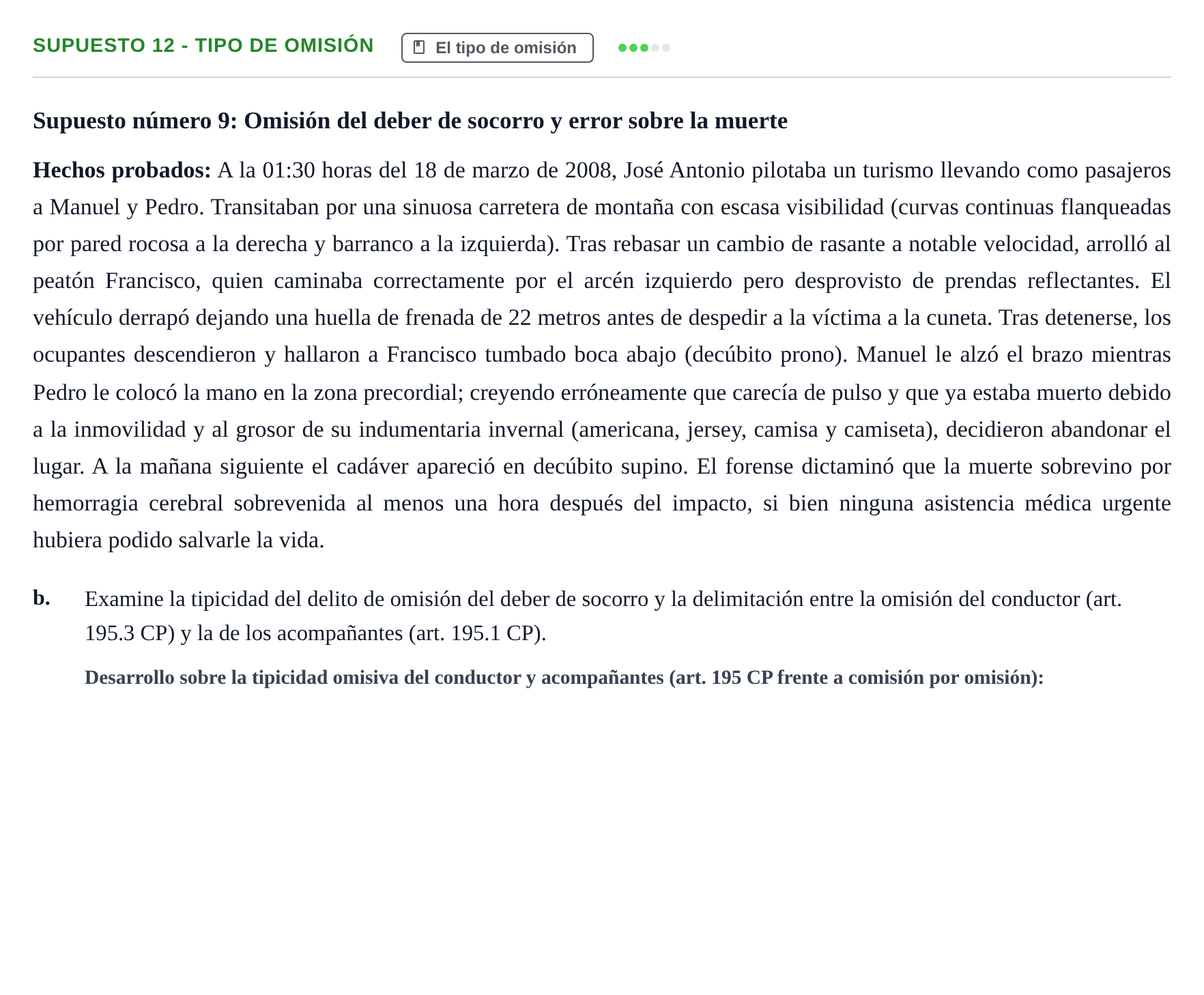 Enunciado: Supuesto 12 - Tipo de omisión