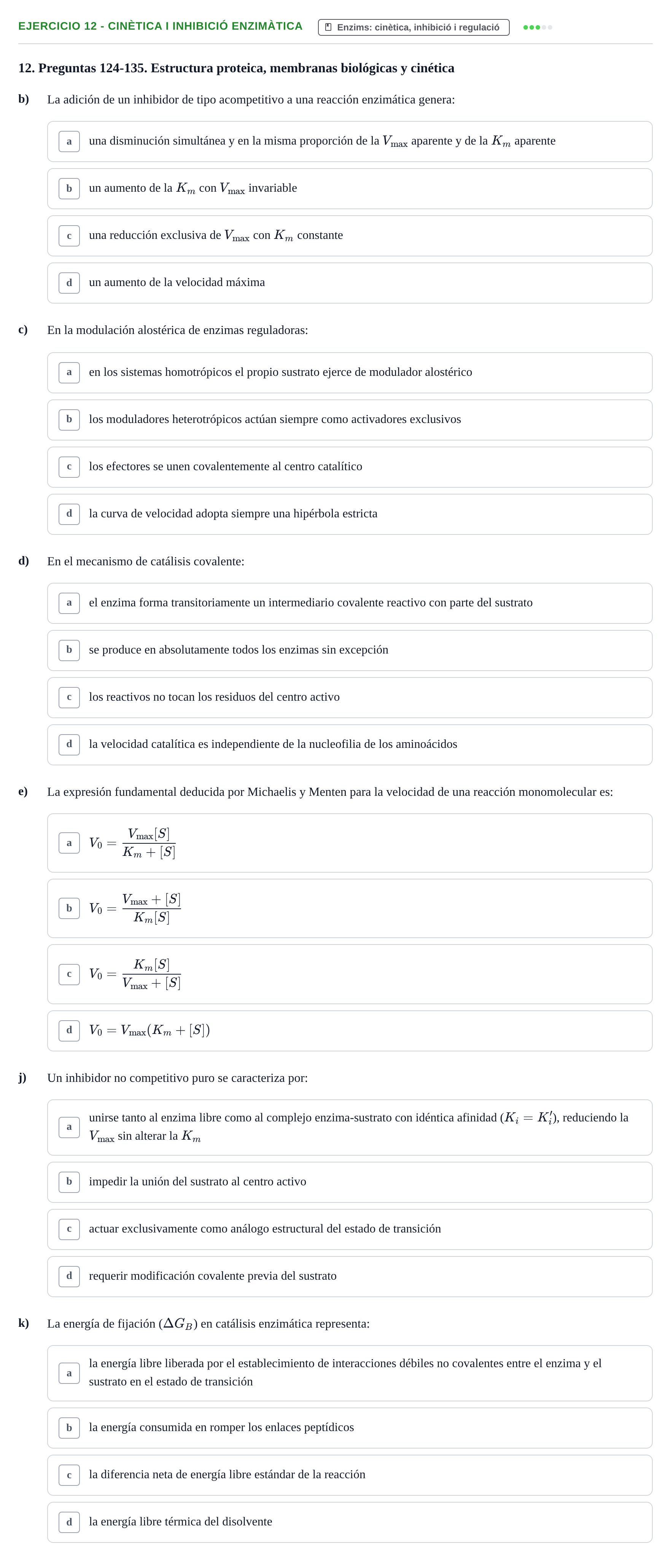 Enunciado: 12 - Cinètica i inhibició enzimàtica