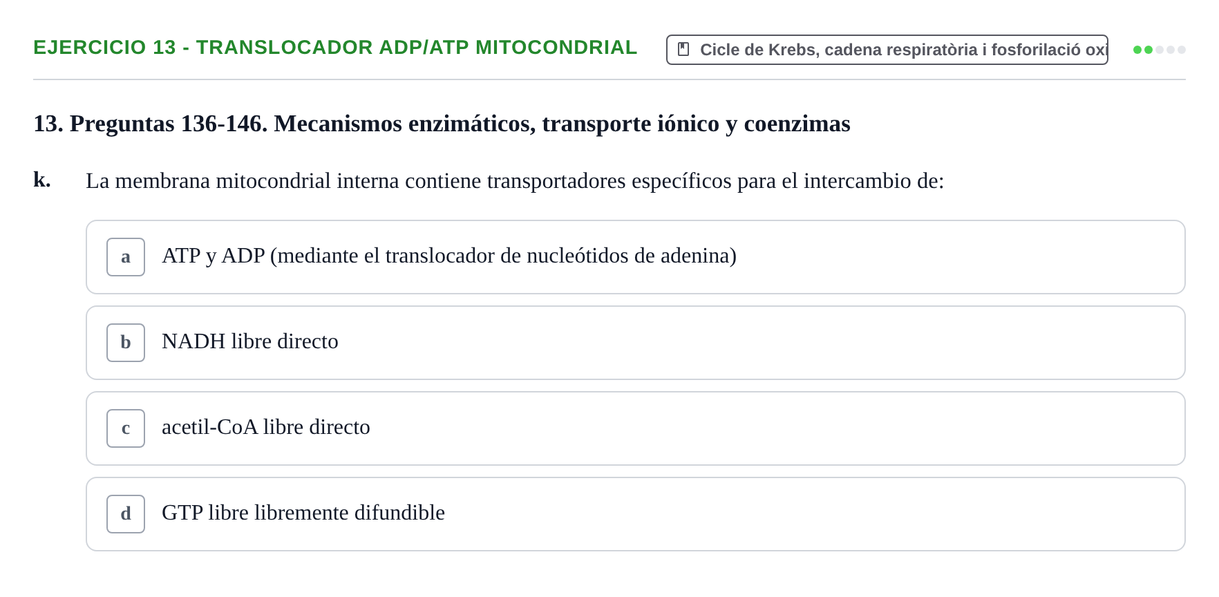 Enunciado: 13 - Translocador ADP/ATP mitocondrial