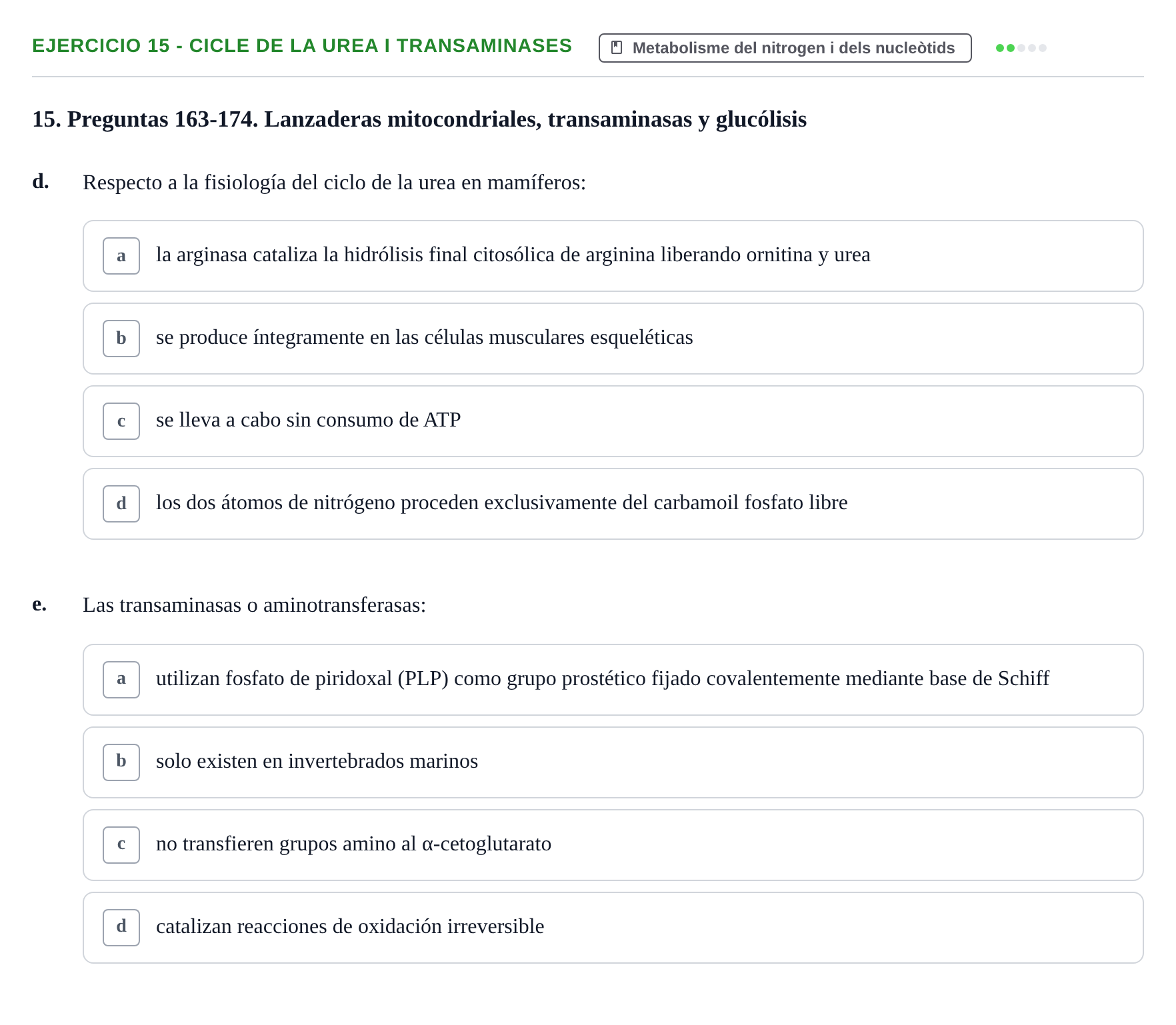 Enunciado: 15 - Cicle de la urea i transaminases