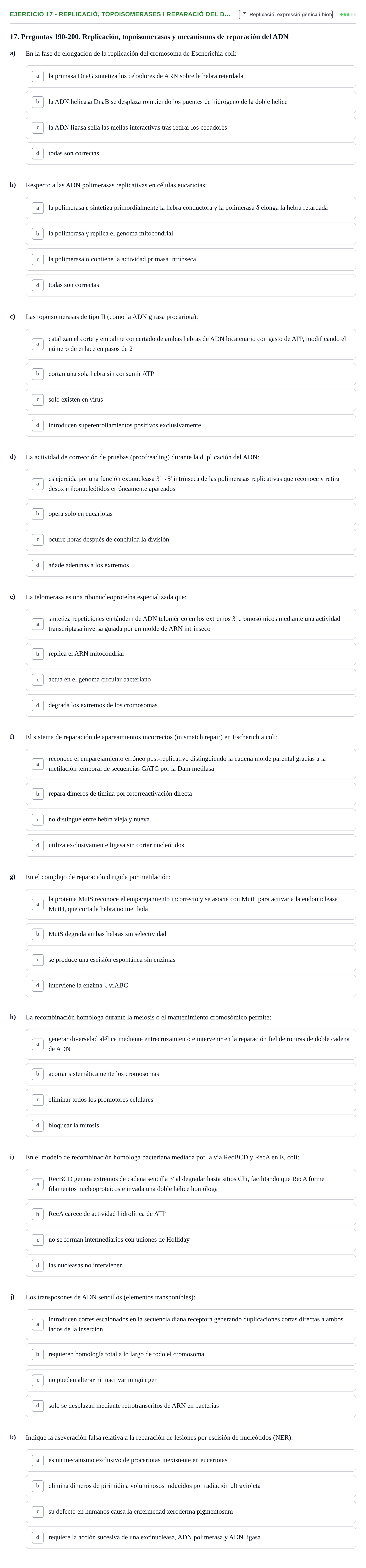 Enunciado: 17 - Replicació, topoisomerases i reparació del D…