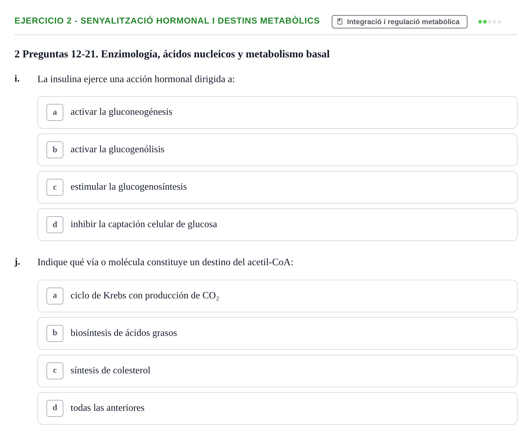 Enunciado: 2 - Senyalització hormonal i destins metabòlics