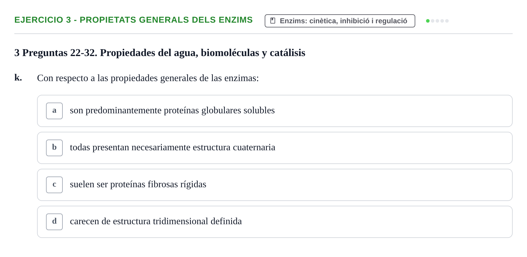 Enunciado: 3 - Propietats generals dels enzims
