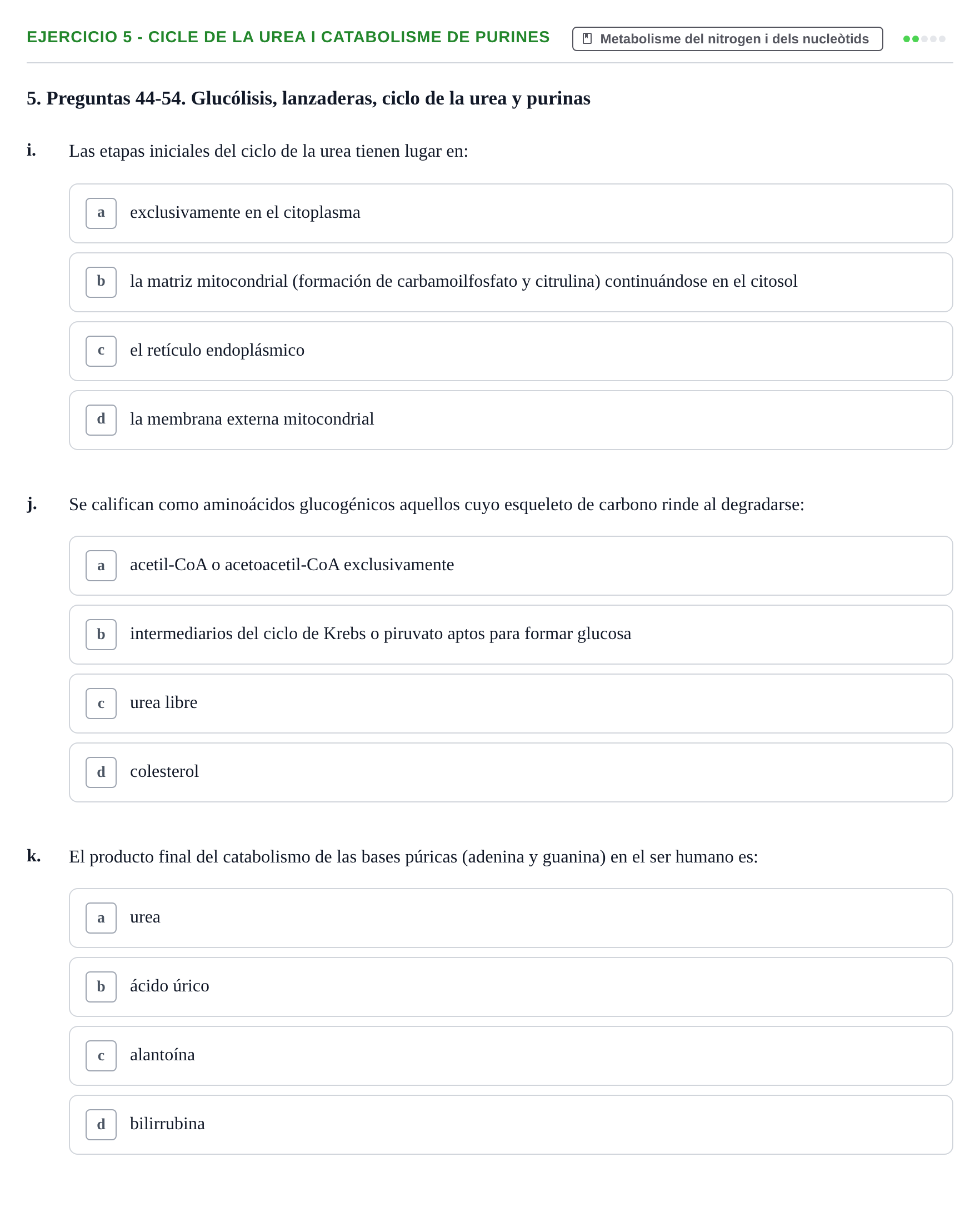 Enunciado: 5 - Cicle de la urea i catabolisme de purines