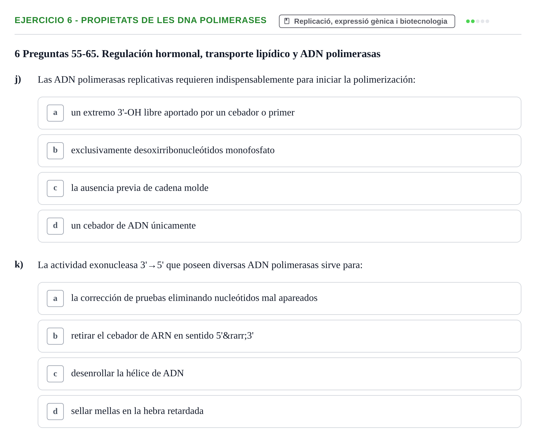Enunciado: 6 - Propietats de les DNA polimerases