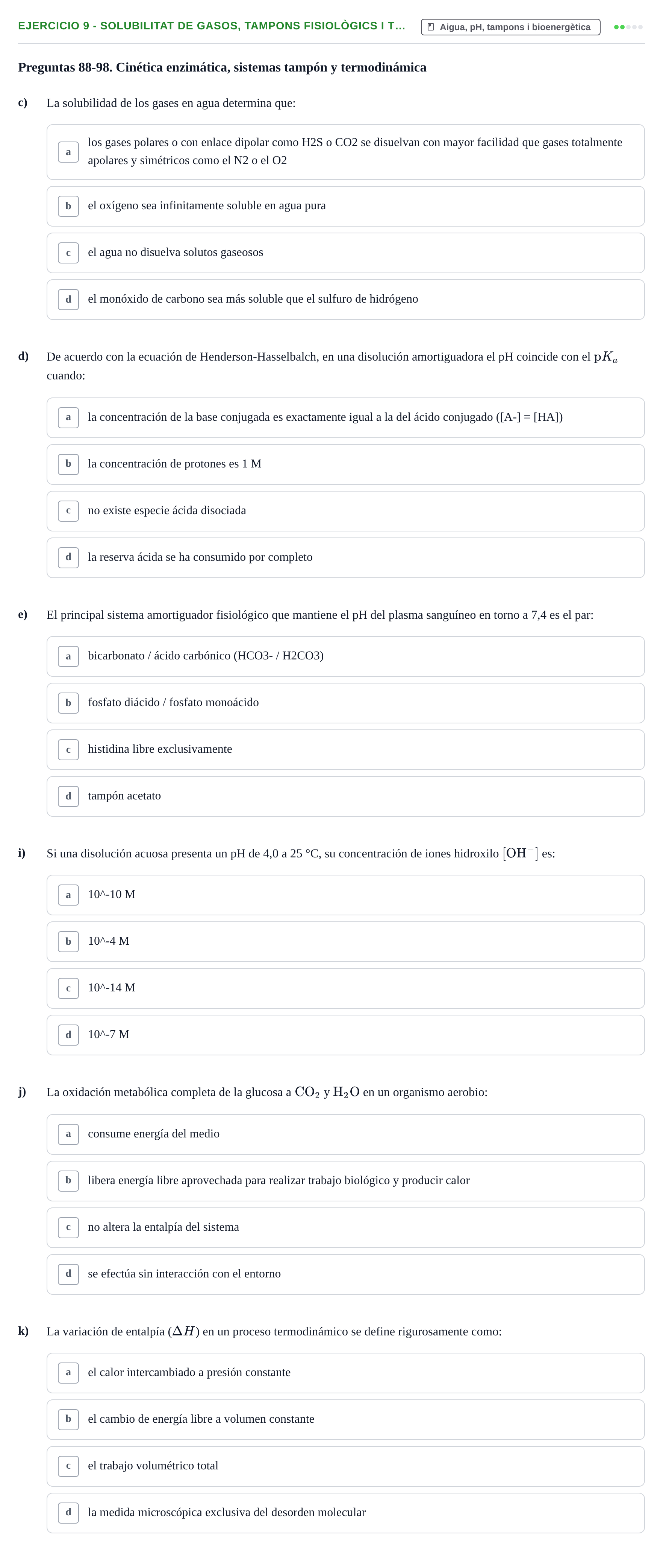 Enunciado: 9 - Solubilitat de gasos, tampons fisiològics i t…