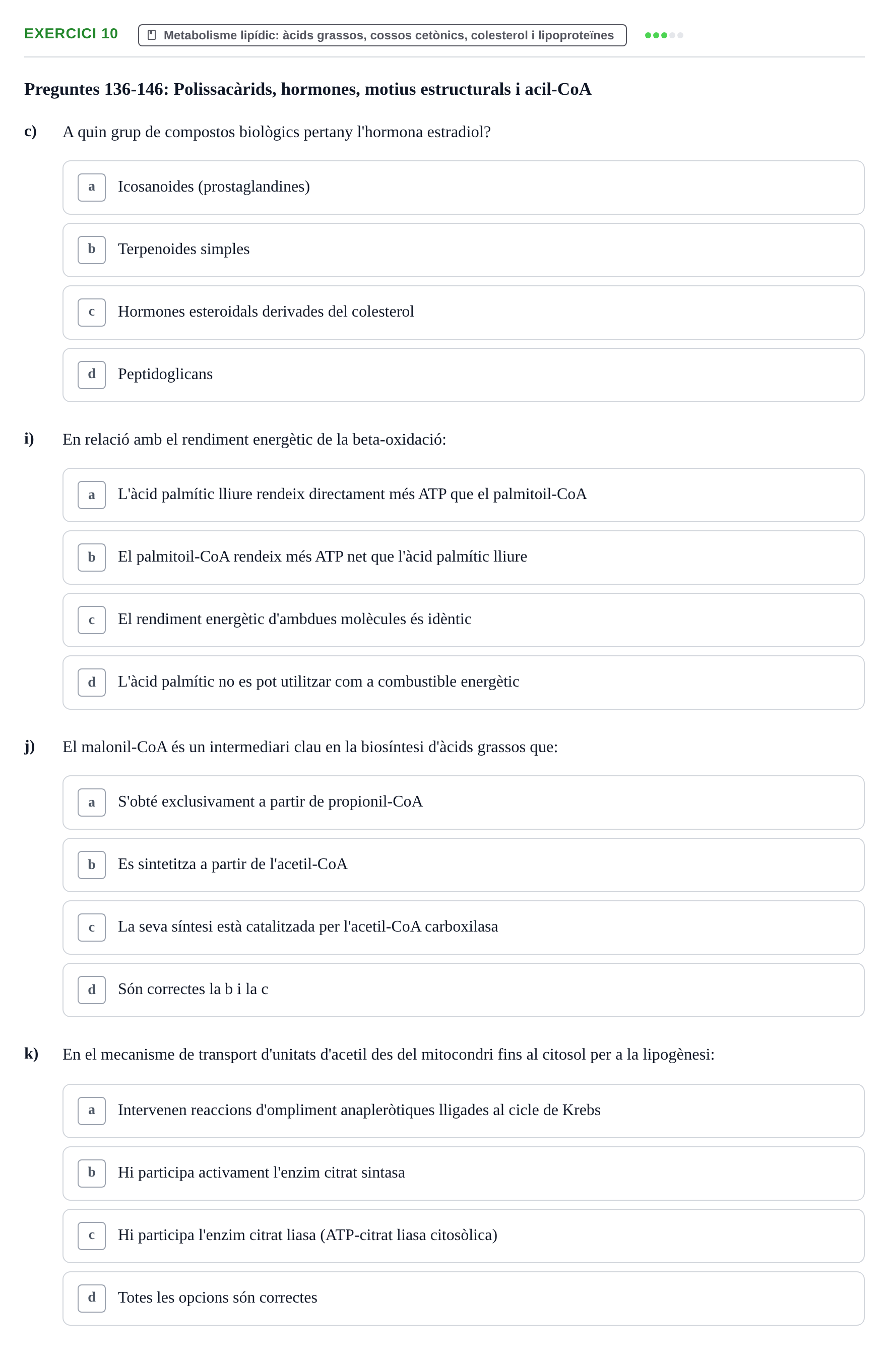Enunciado: 10 - Metabolisme lipídic