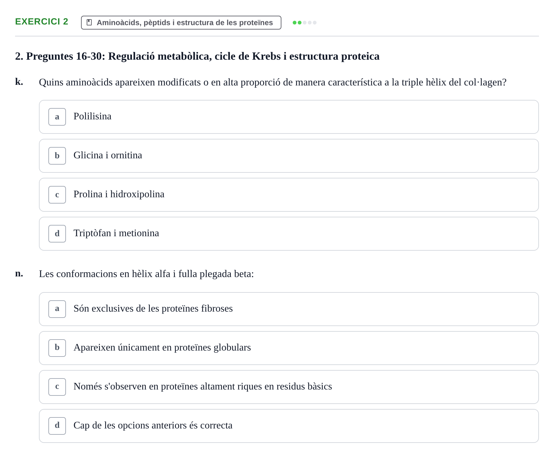 Enunciado: 2 - Aminoàcids, pèptids i estructura de les prote…