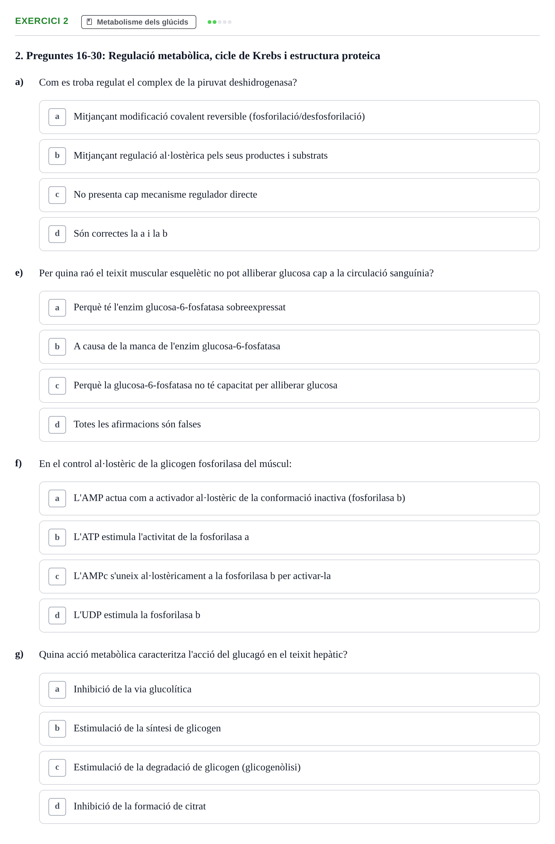Enunciado: 2 - Metabolisme dels glúcids