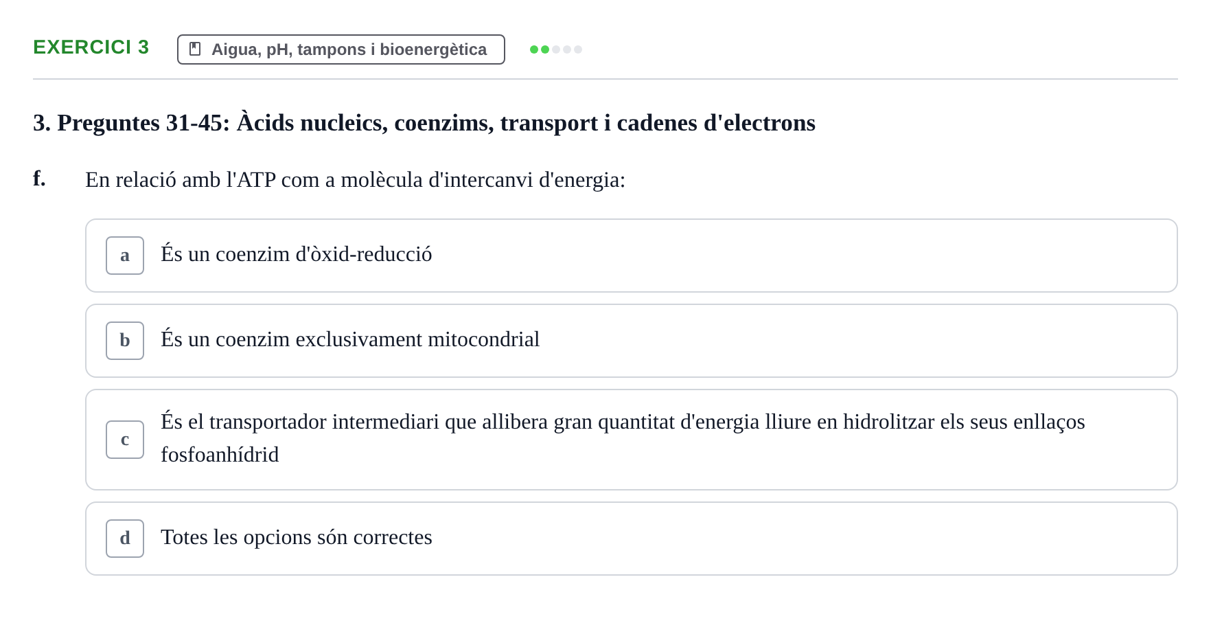 Enunciado: 3 - Aigua, pH, tampons i bioenergètica