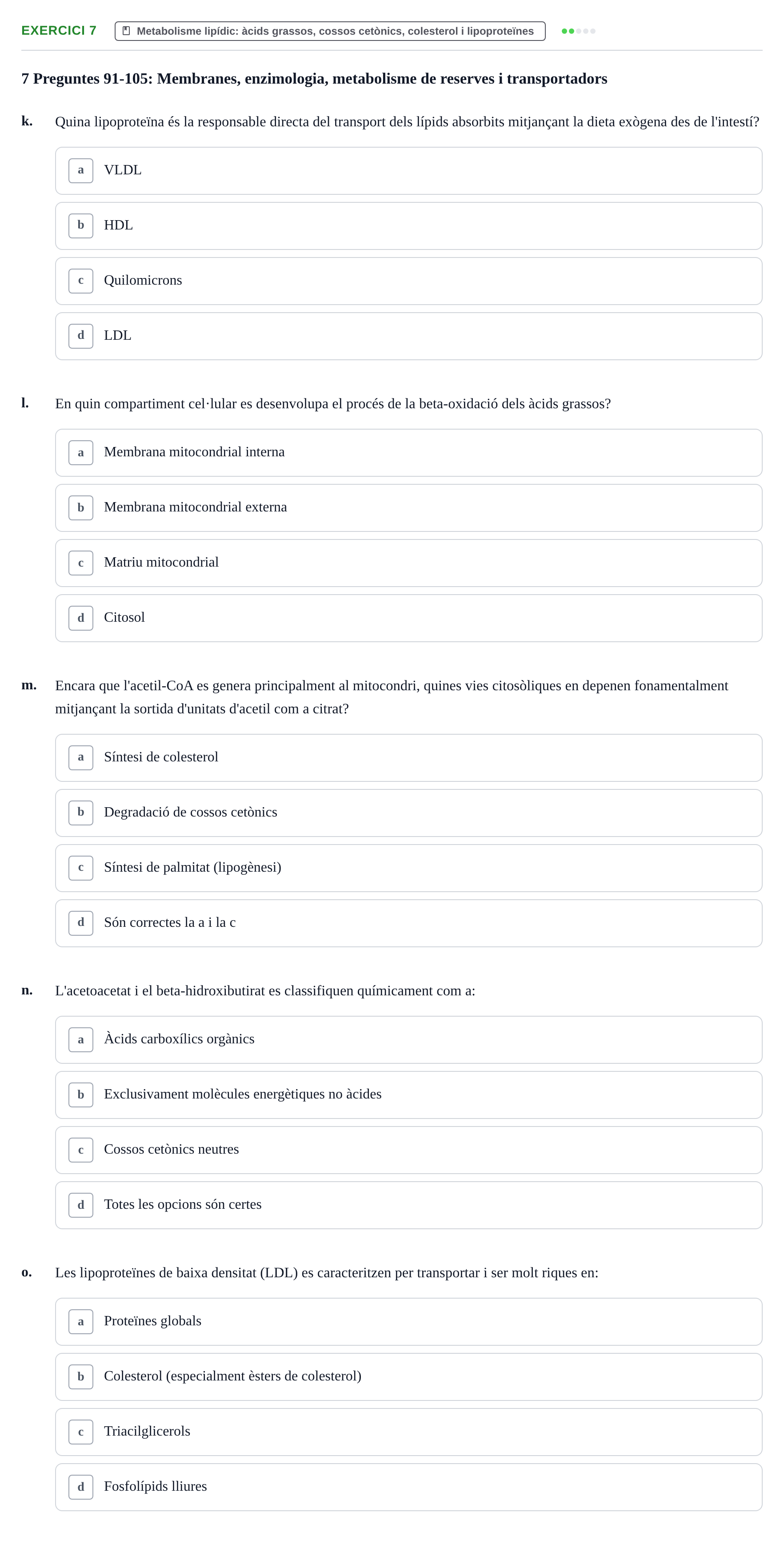 Enunciado: 7 - Metabolisme lipídic