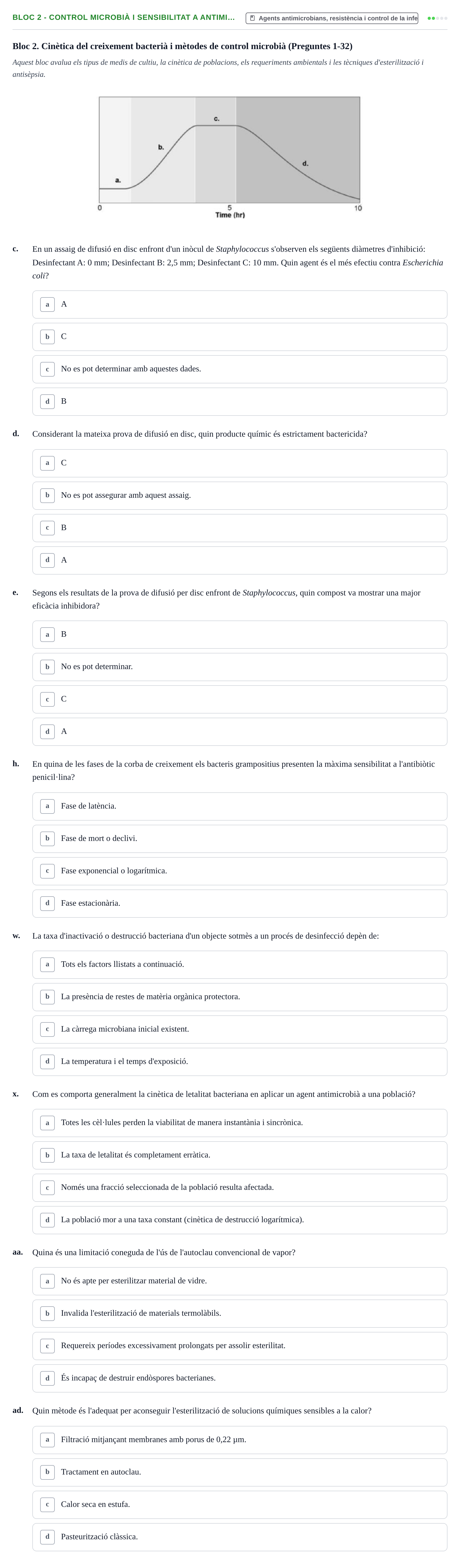 Enunciado: Bloc 2 - Control microbià i sensibilitat a antimi…