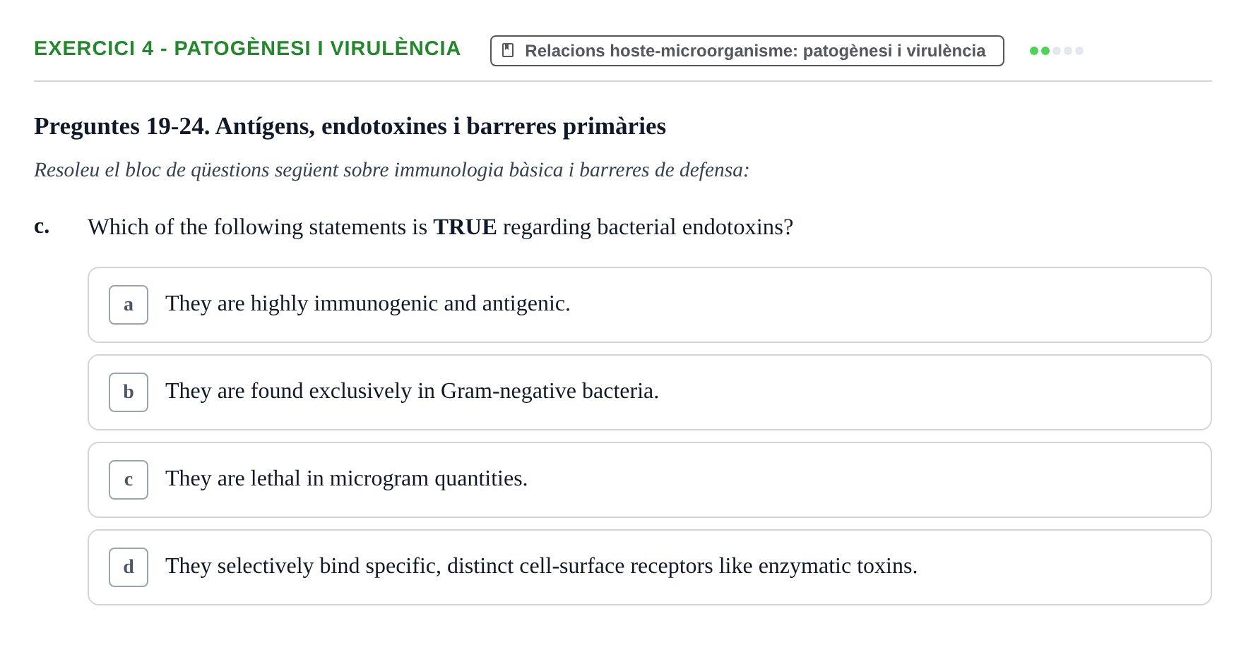 Enunciado: 4 - Patogènesi i virulència
