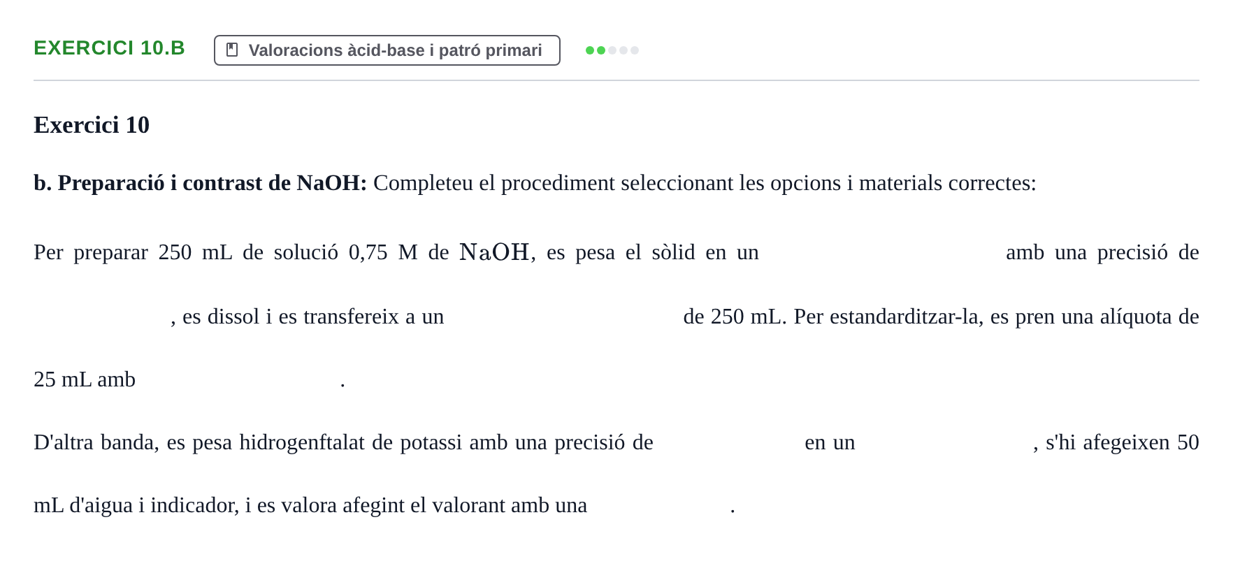 Enunciado: Exercici 10.b - Valoracions àcid-base
