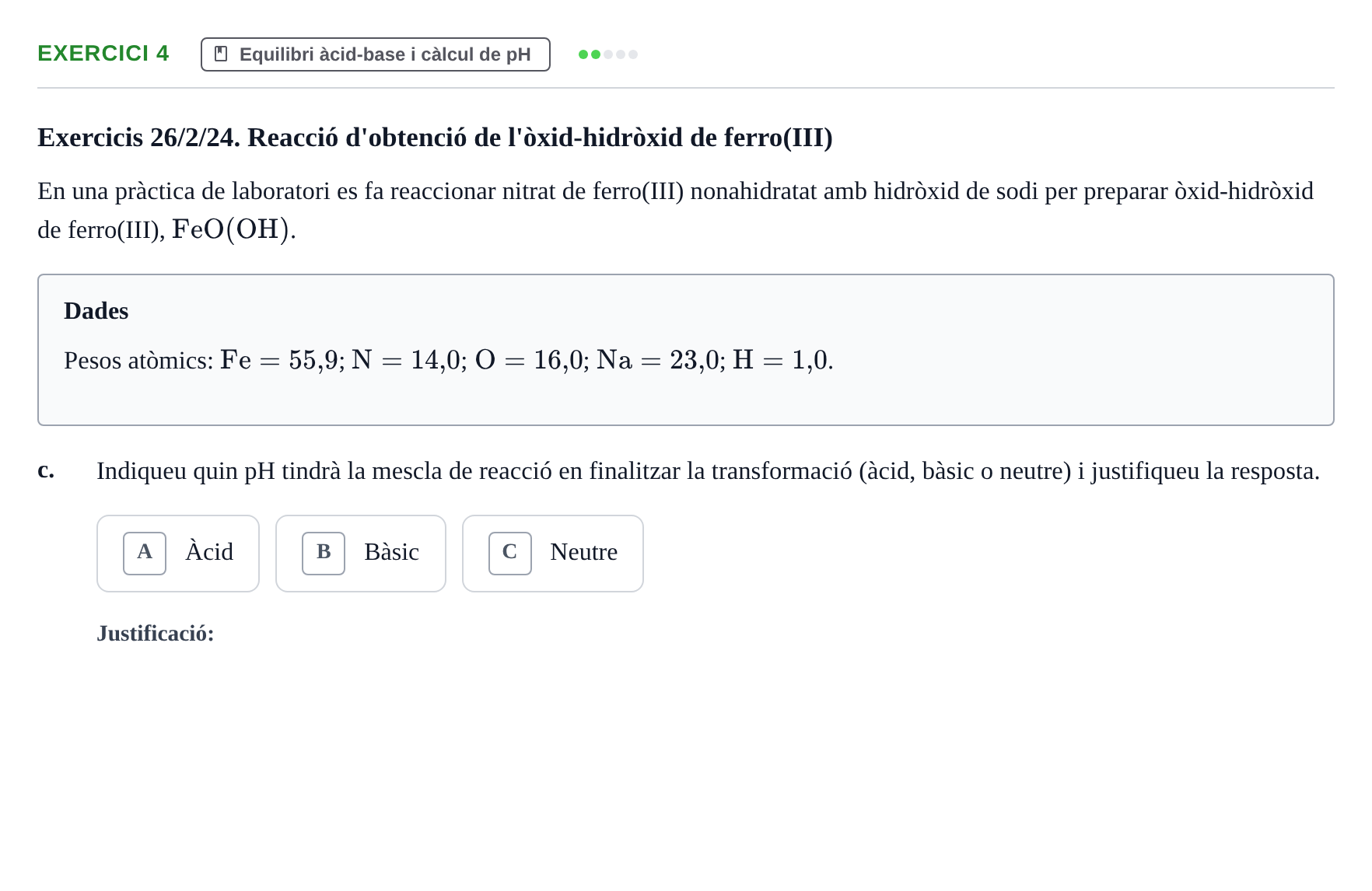 Enunciado: 4 - Equilibri àcid-base i càlcul de pH