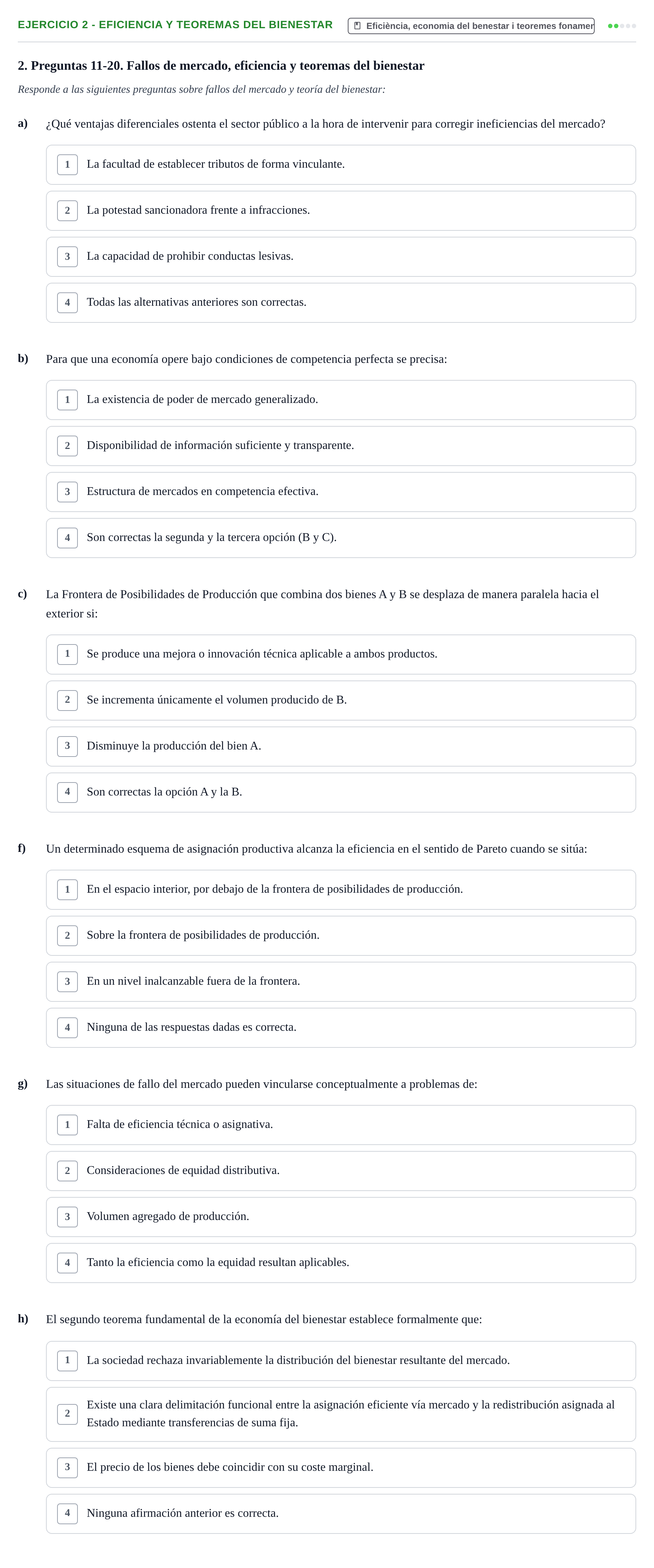 Enunciado: 2 - Eficiencia y teoremas del bienestar