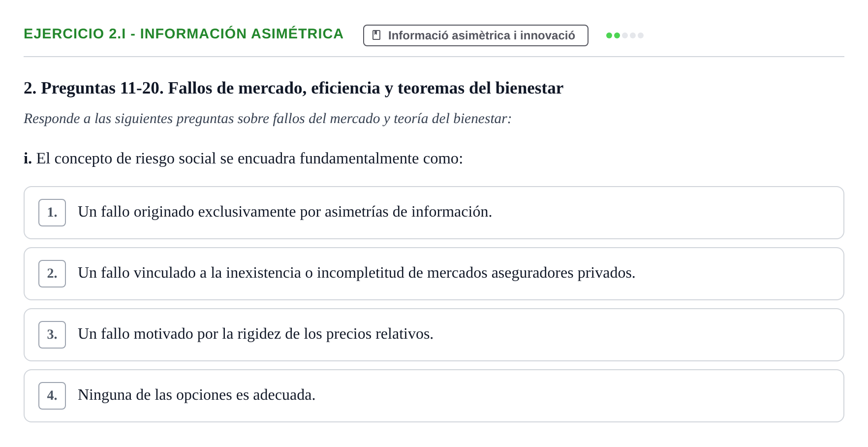 Enunciado: 2.i - Información asimétrica