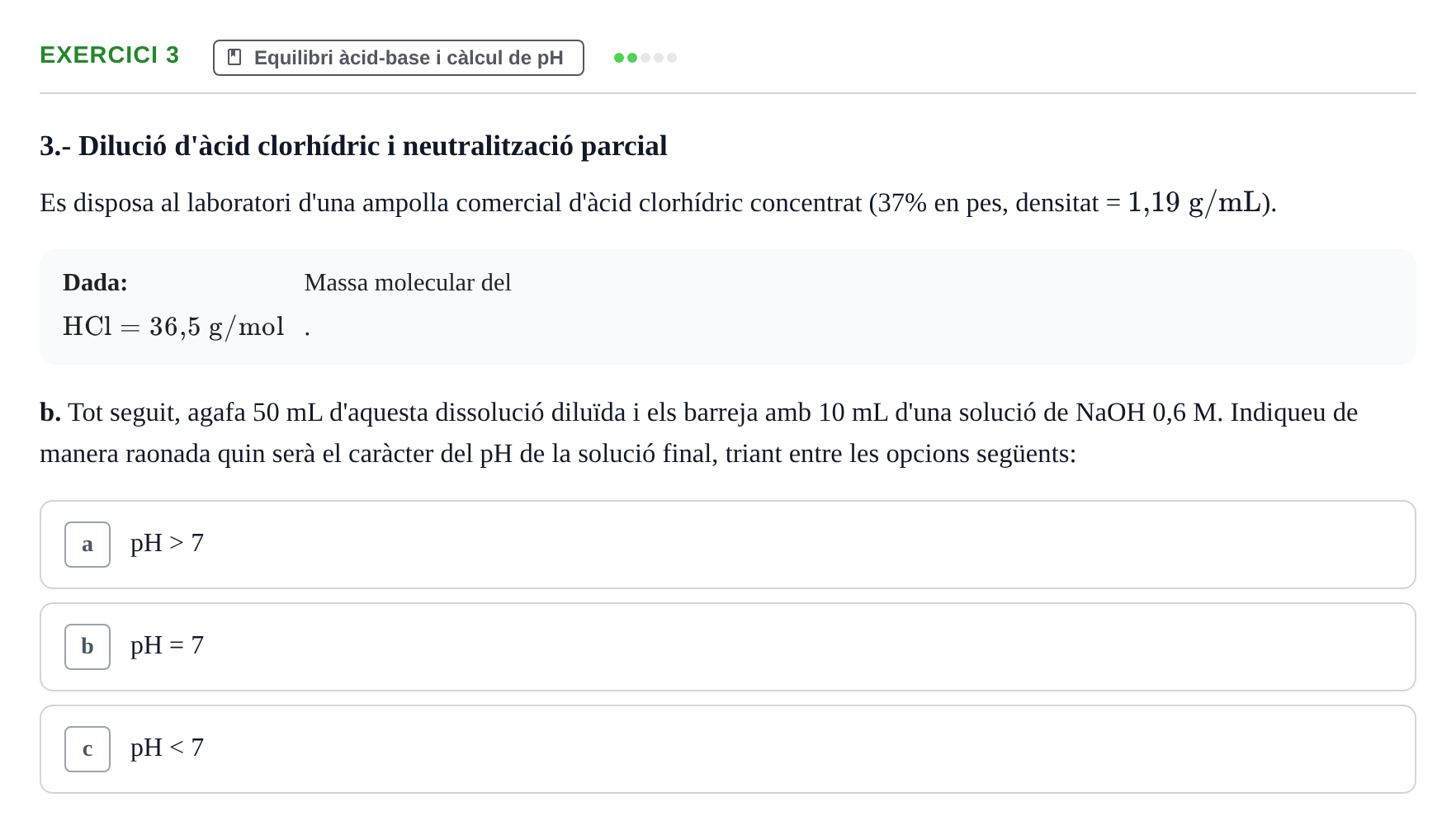 Enunciado: 3 - Equilibri àcid-base i càlcul de pH