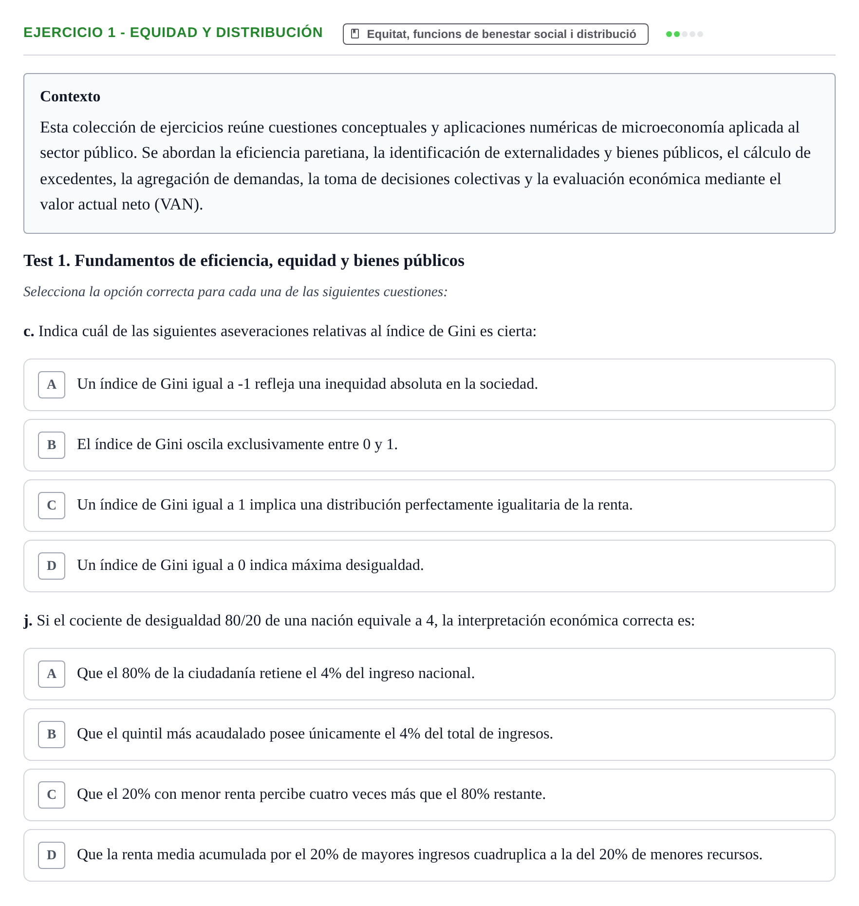 Enunciado: 1 - Equidad y distribución