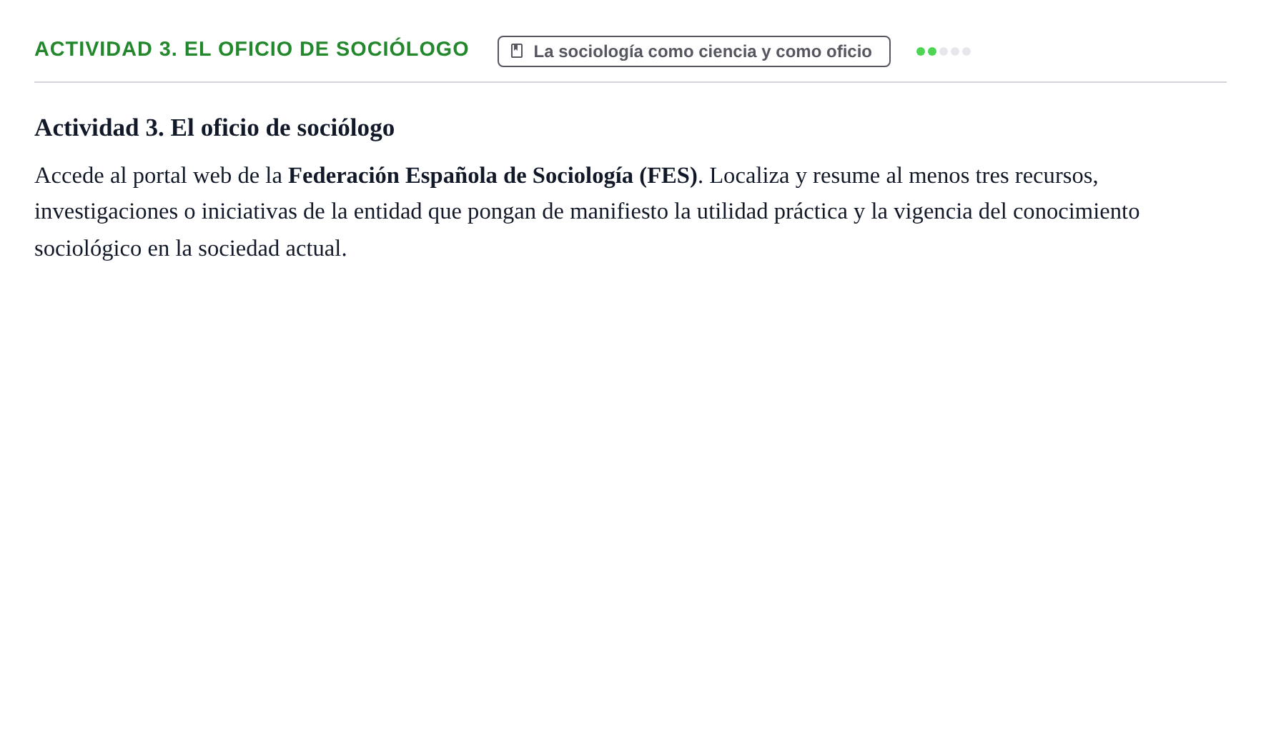 Enunciado: Actividad 3. El oficio de sociólogo