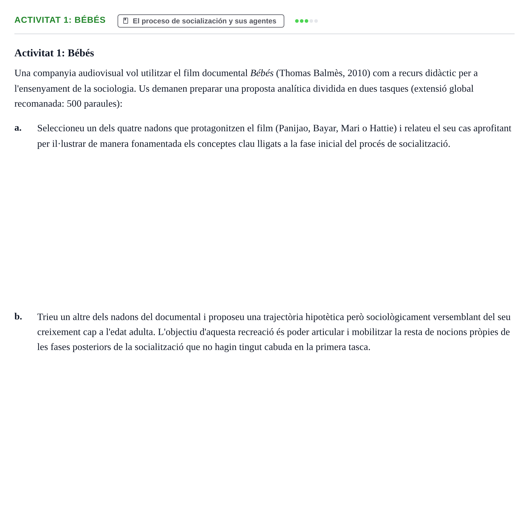 Enunciado: Activitat 1: Bébés