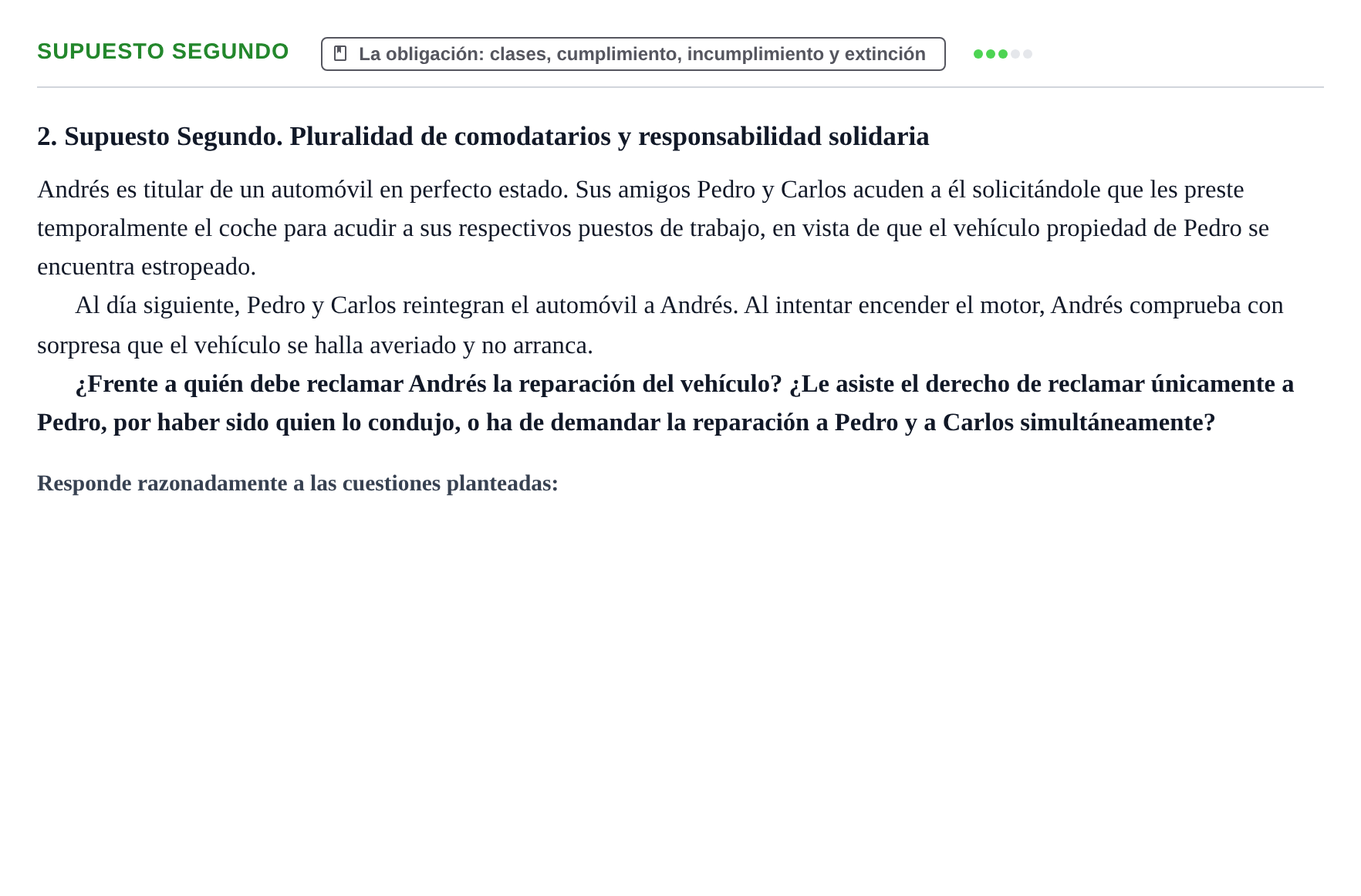 Enunciado: Supuesto Segundo