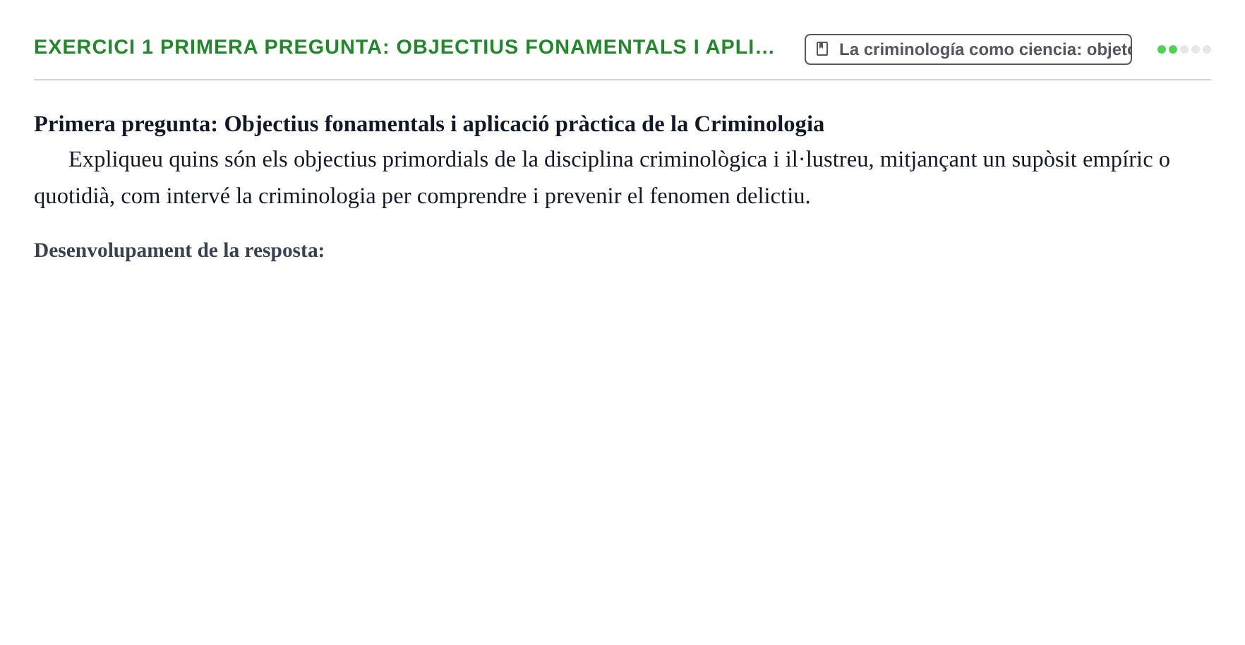 Enunciado: 1  Primera pregunta: Objectius fonamentals i apli…