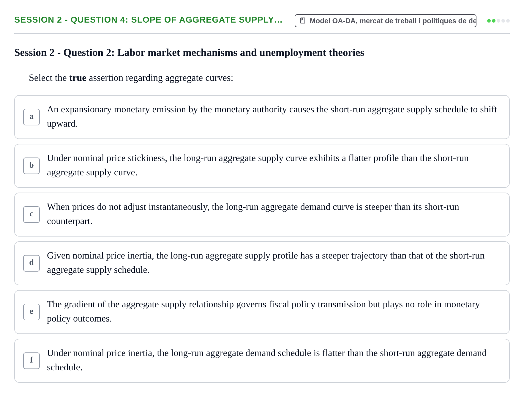Enunciado: Session 2 - Question 4: Slope of aggregate supply…