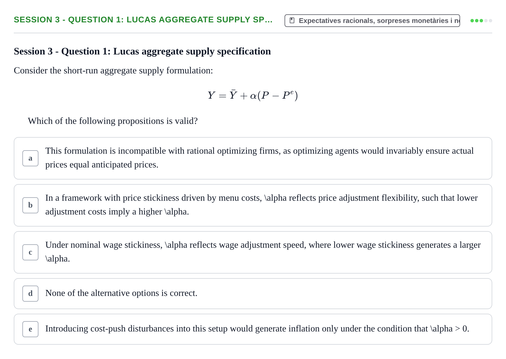 Enunciado: Session 3 - Question 1: Lucas aggregate supply sp…