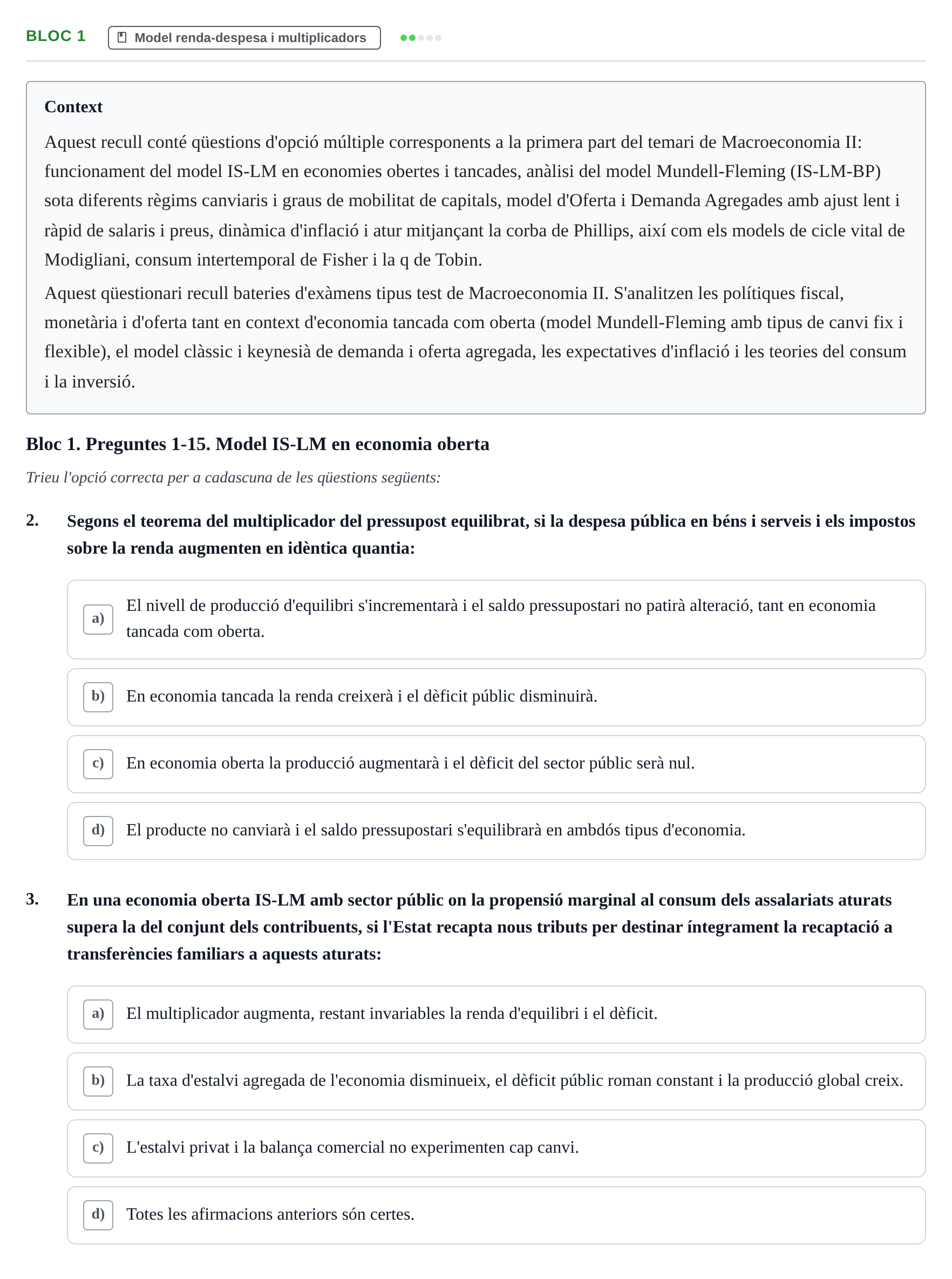Enunciado: Bloc 1 - Model renda-despesa i multiplicadors