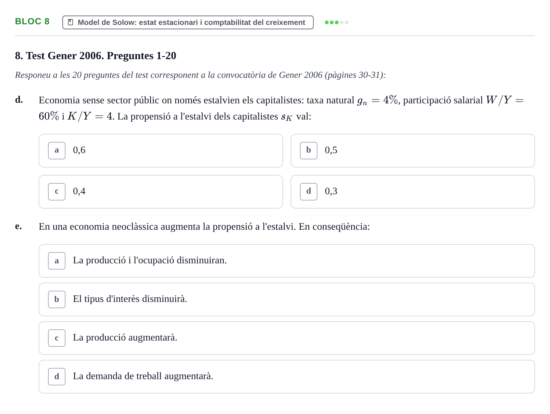 Enunciado: Bloc 8 - Model de Solow: estat estacionari i comp…