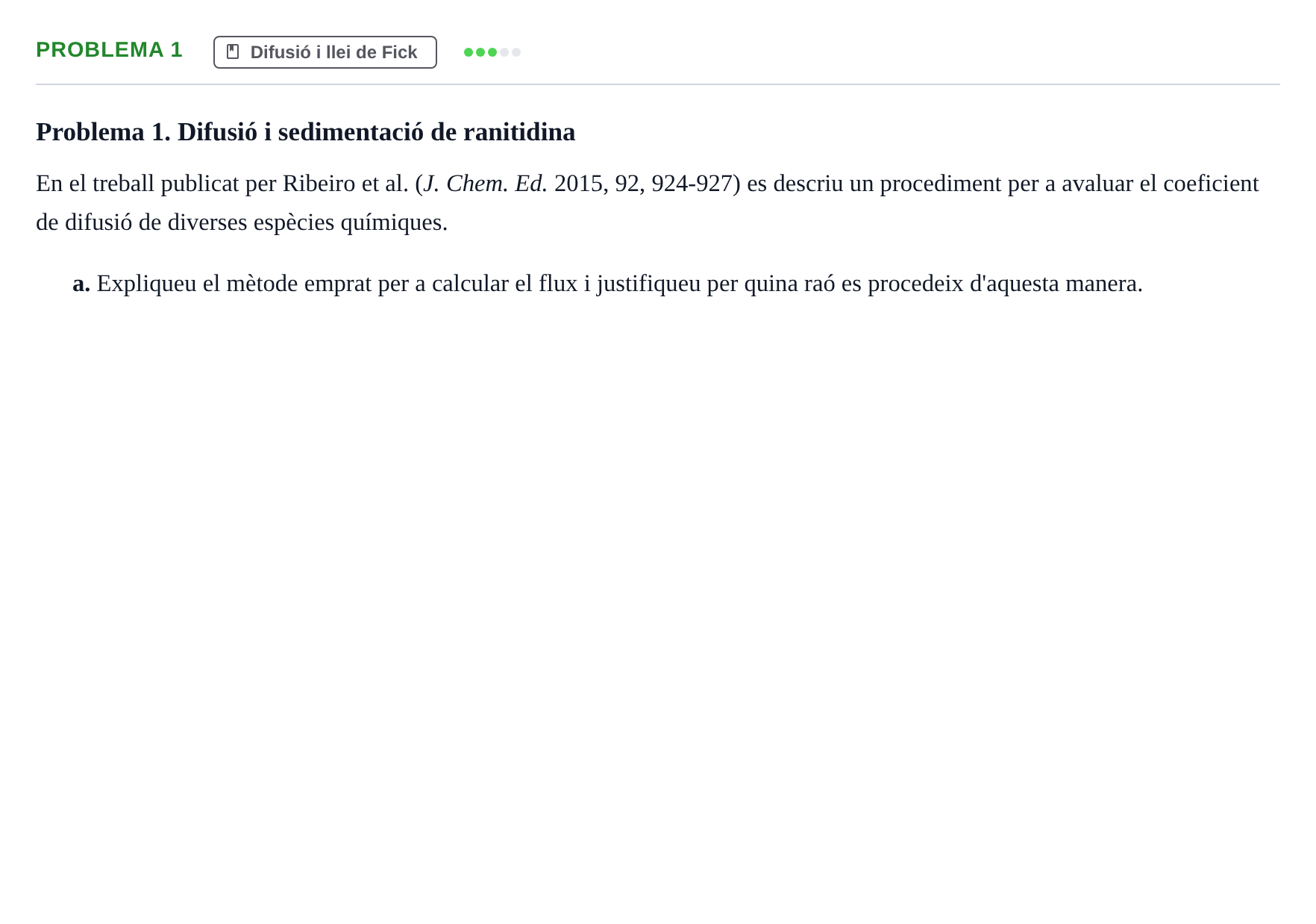Enunciado: Problema 1 - Difusió i llei de Fick