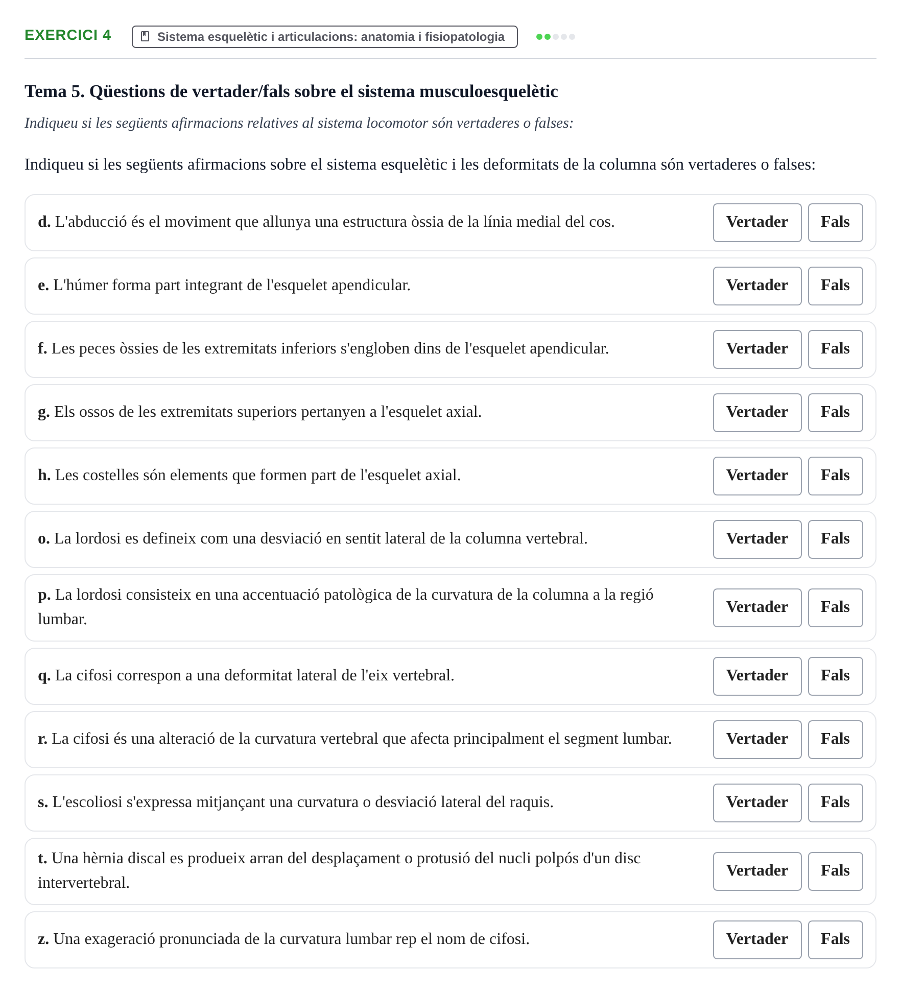 Enunciado: 4 - Sistema esquelètic i articulacions
