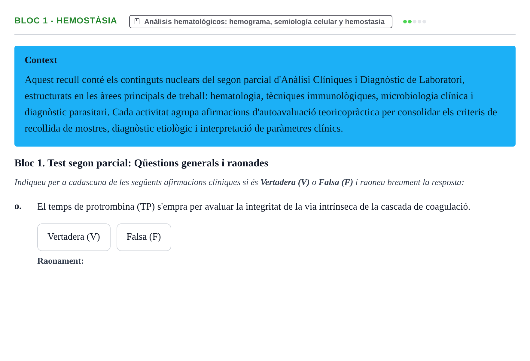 Enunciado: Bloc 1 - Hemostàsia