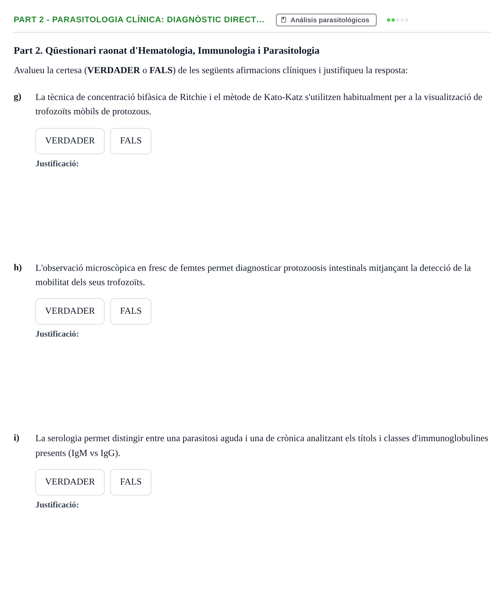 Enunciado: Part 2 - Parasitologia clínica: diagnòstic direct…