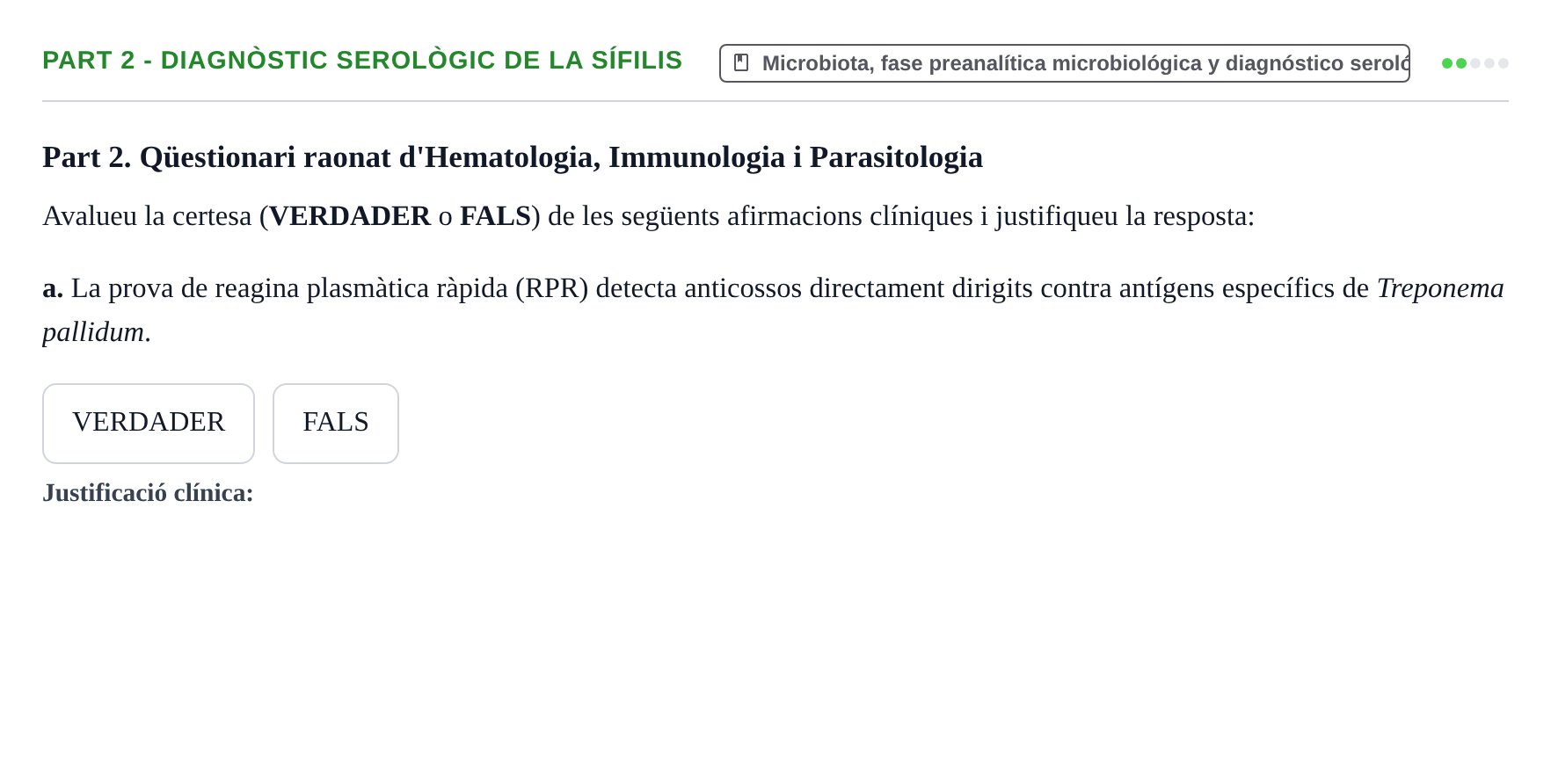 Enunciado: Part 2 - Diagnòstic serològic de la sífilis