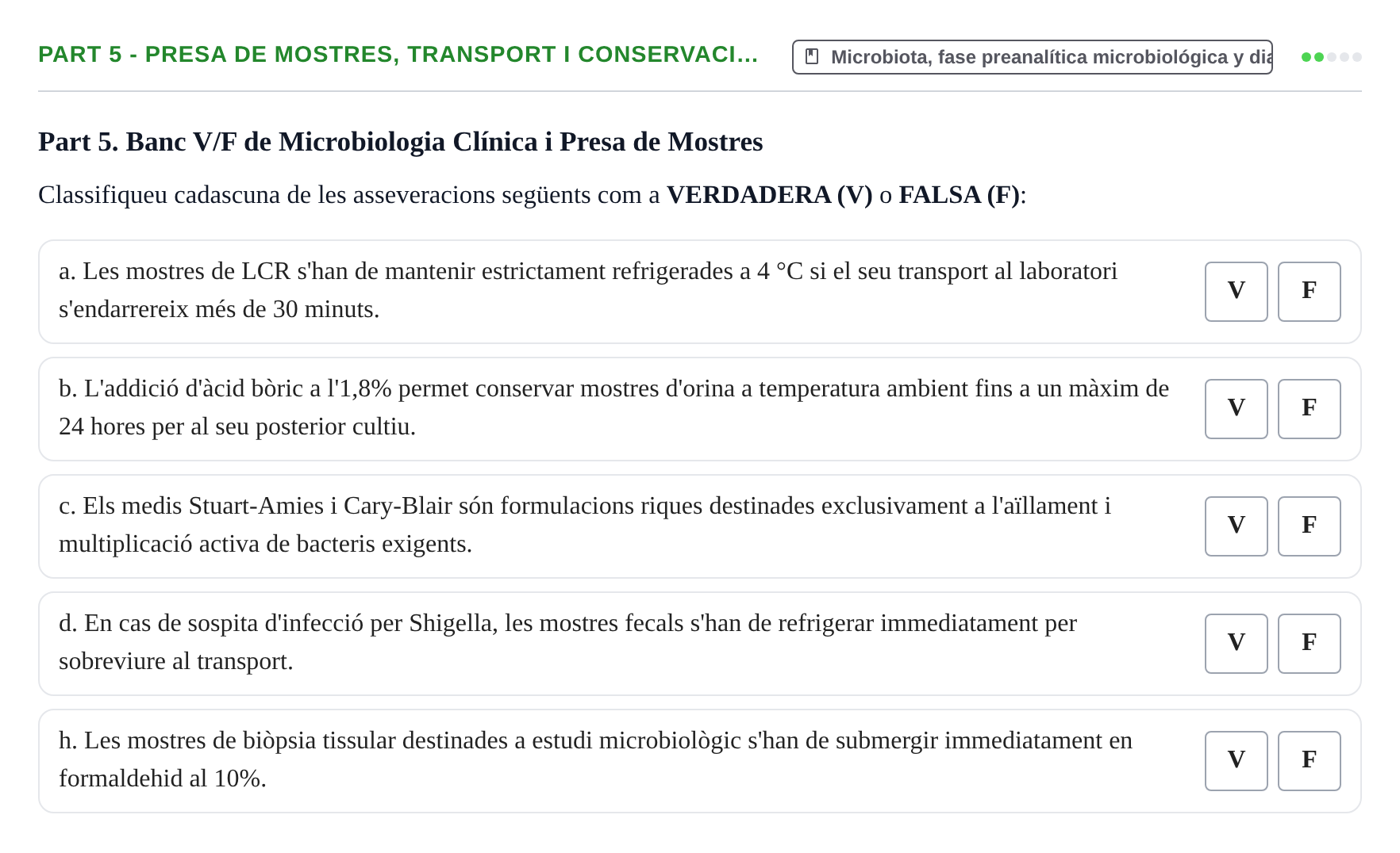Enunciado: Part 5 - Presa de mostres, transport i conservaci…
