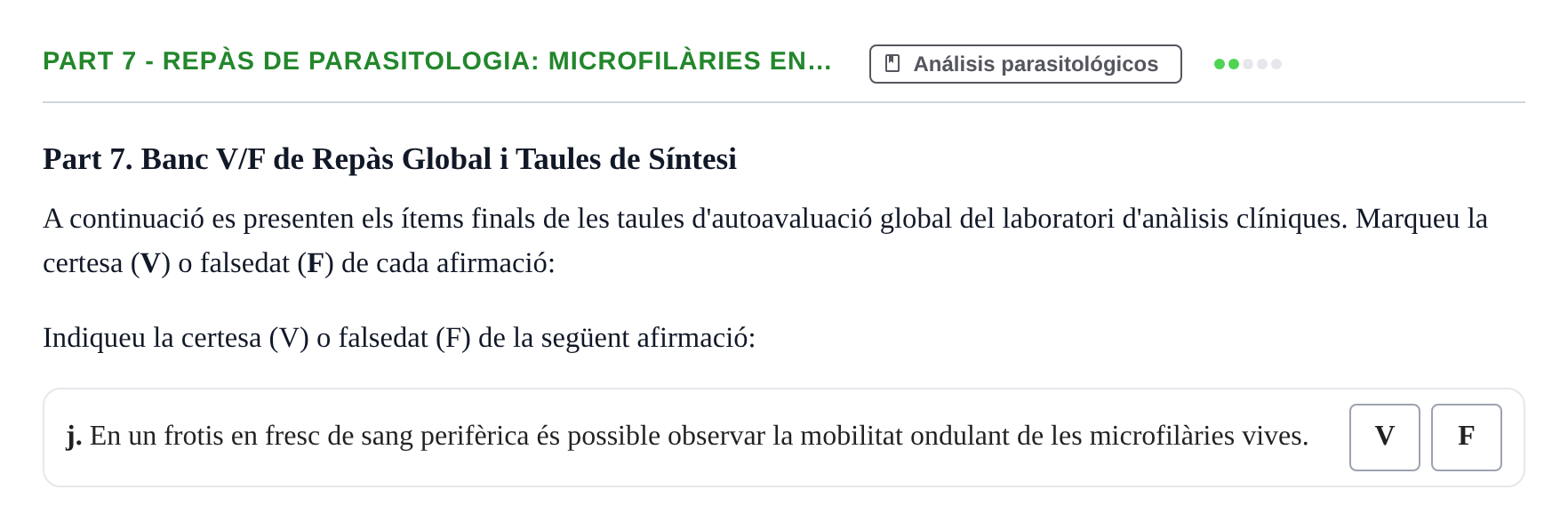 Enunciado: Part 7 - Repàs de parasitologia: microfilàries en…