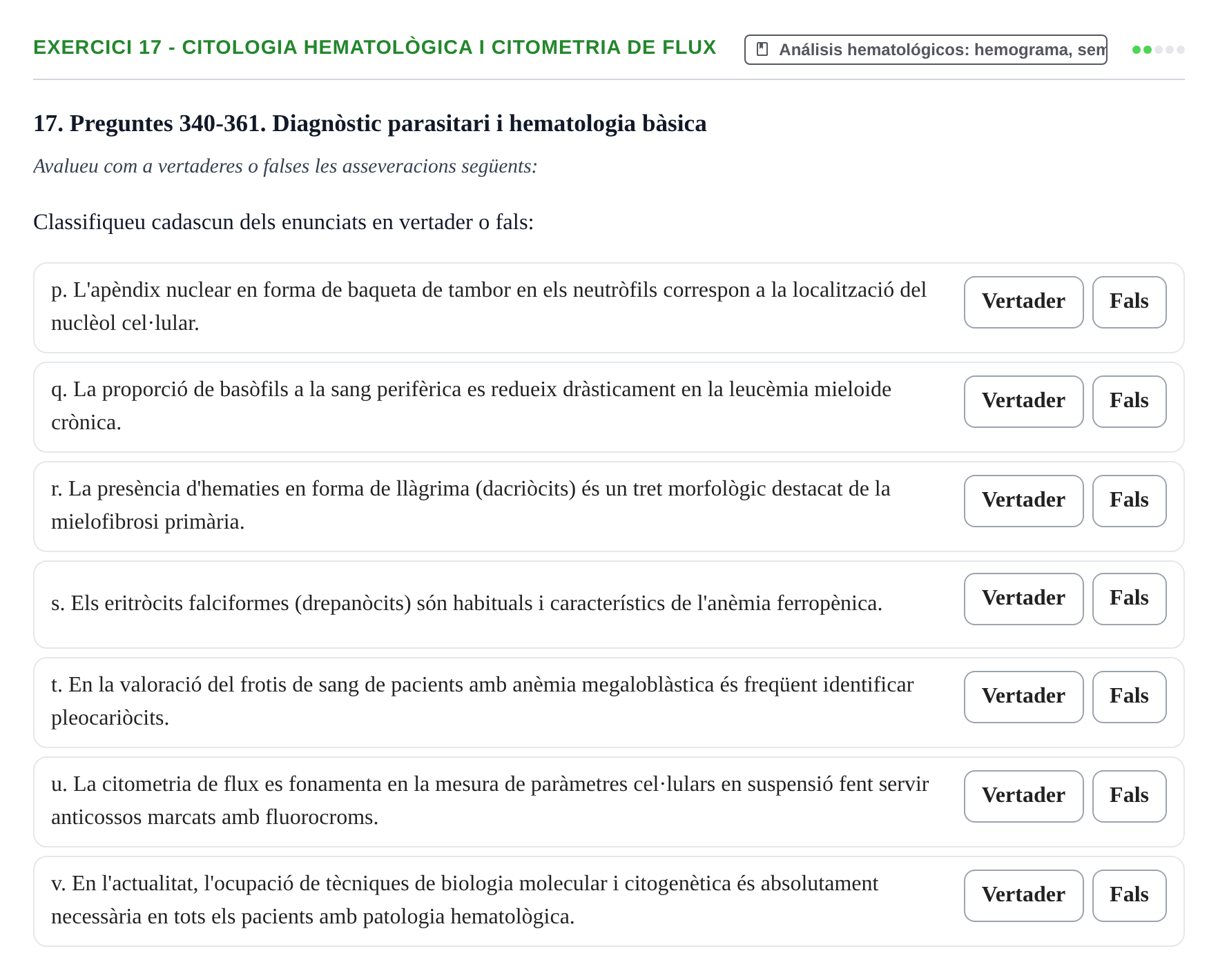 Enunciado: 17 - Citologia hematològica i citometria de flux