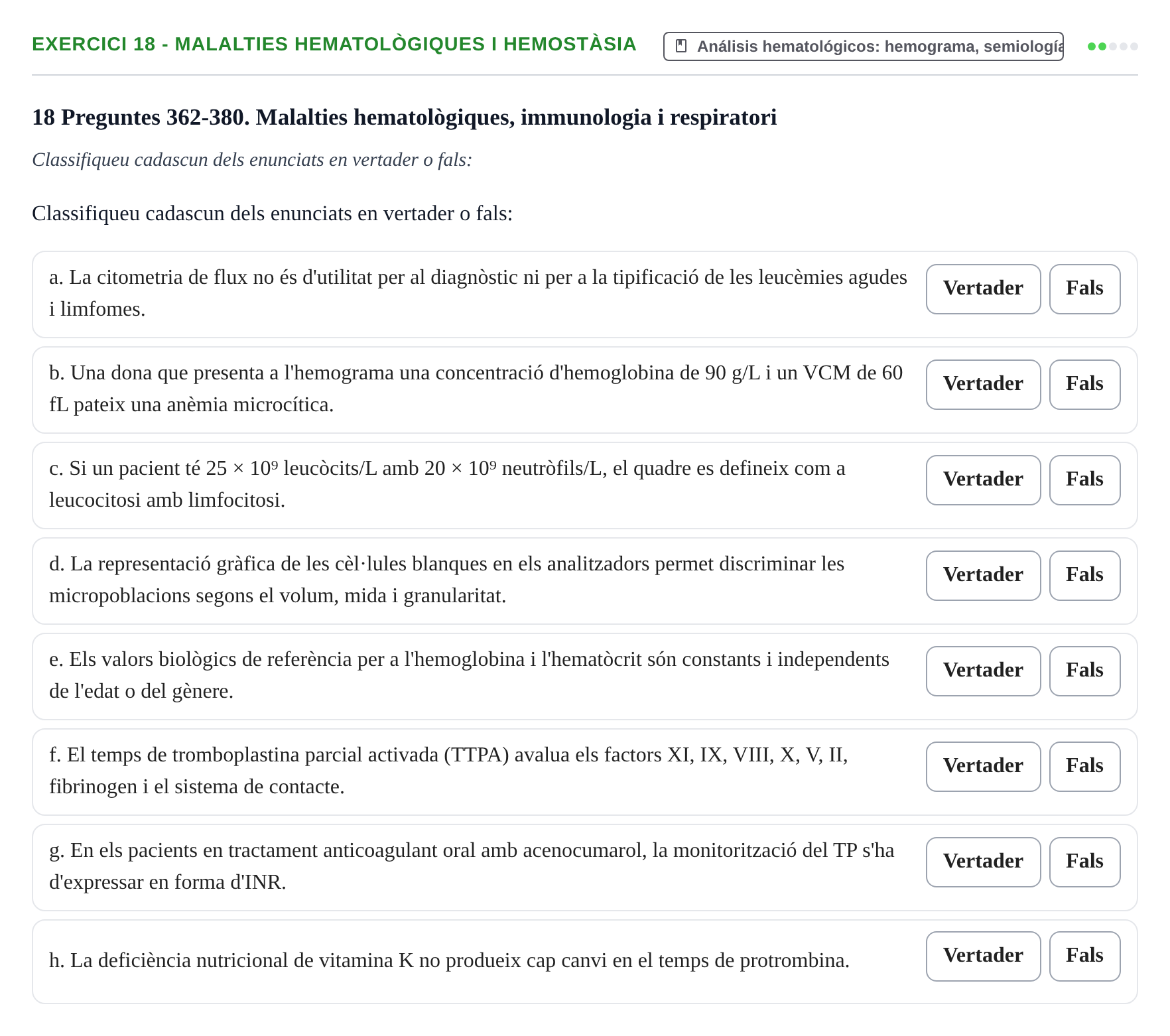 Enunciado: 18 - Malalties hematològiques i hemostàsia