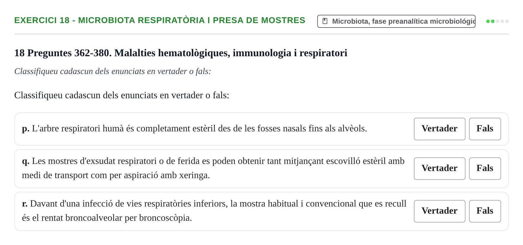 Enunciado: 18 - Microbiota respiratòria i presa de mostres